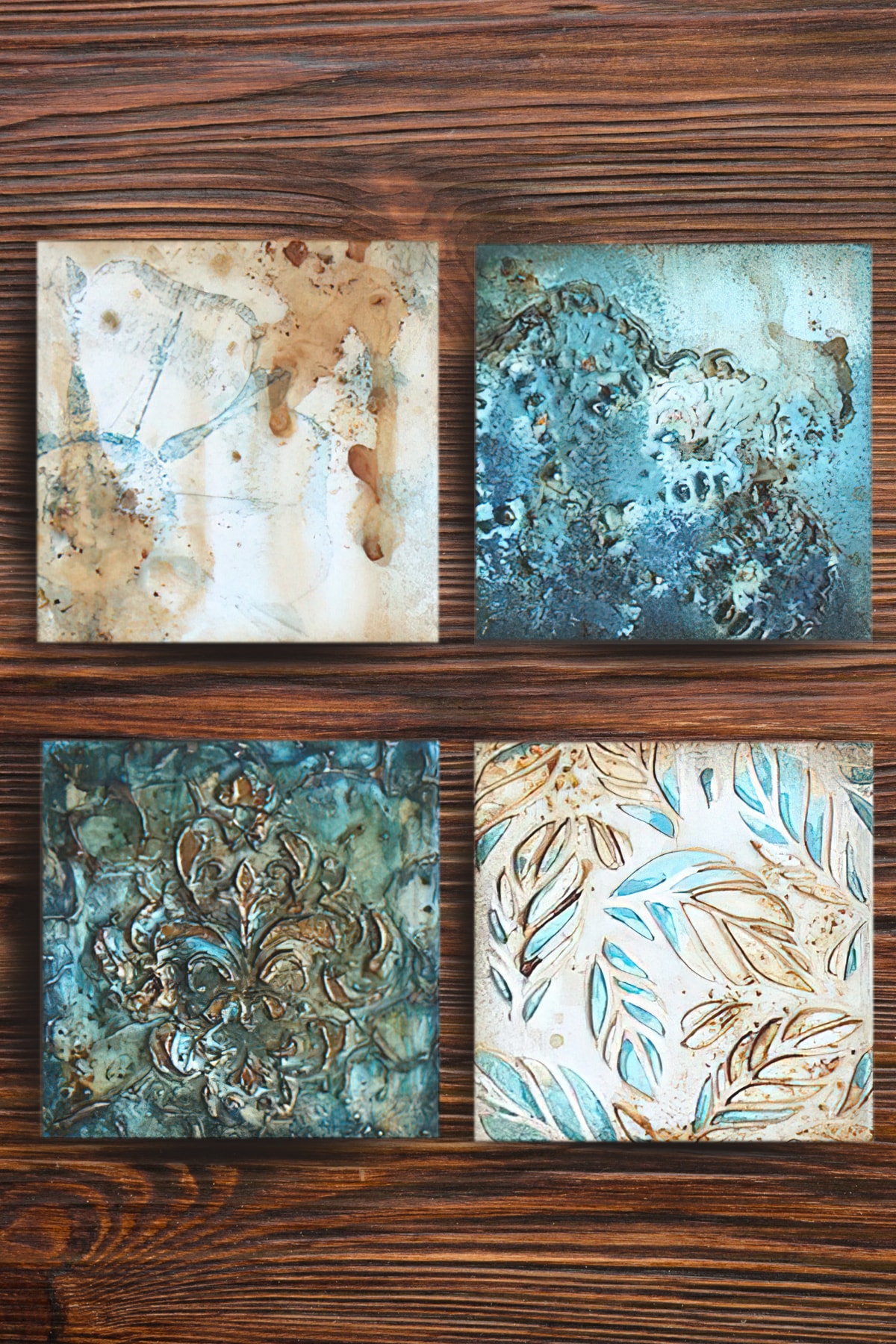 Begoloni Baskılı Doğaltaş Bardak Altlığı 4'lü Set - Doğal Taş Bardak Altı