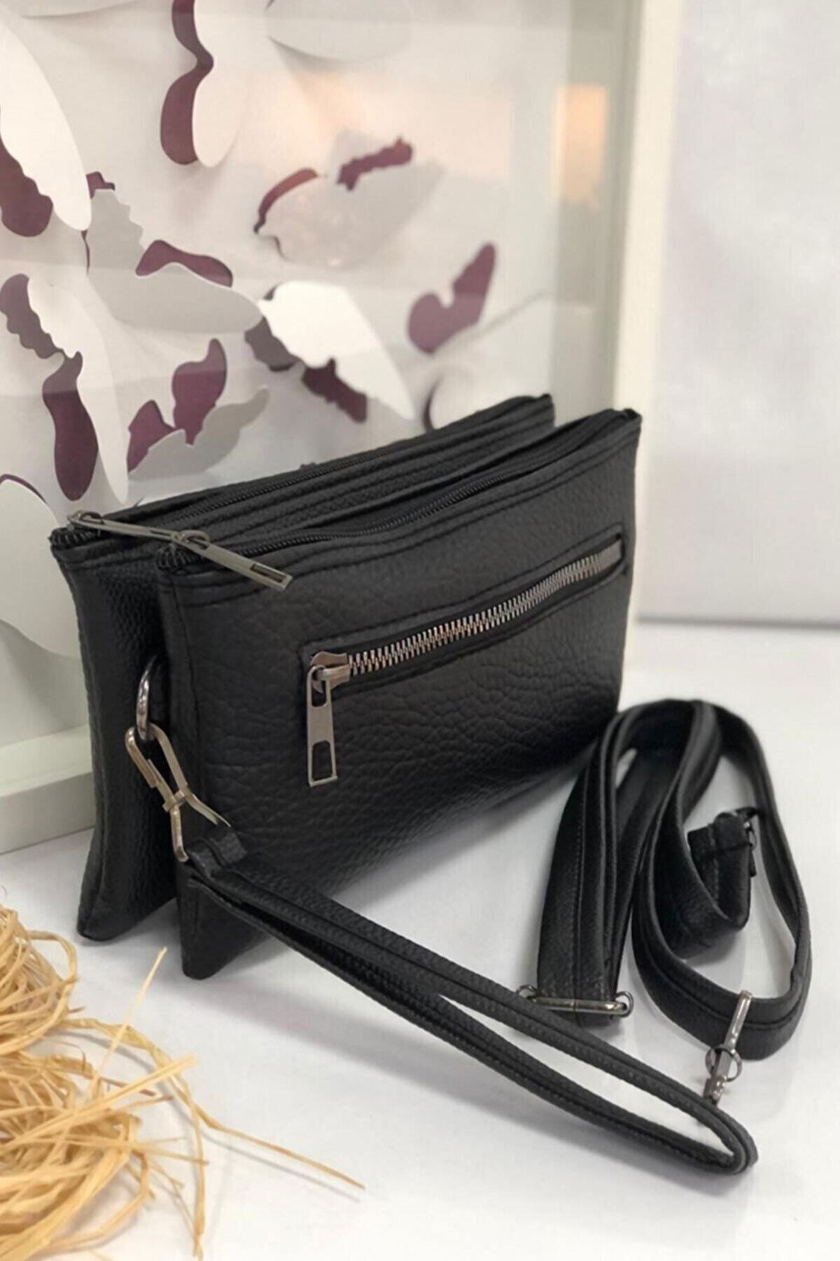 samilon Siyah Kadın Cüzdanı El Çantası