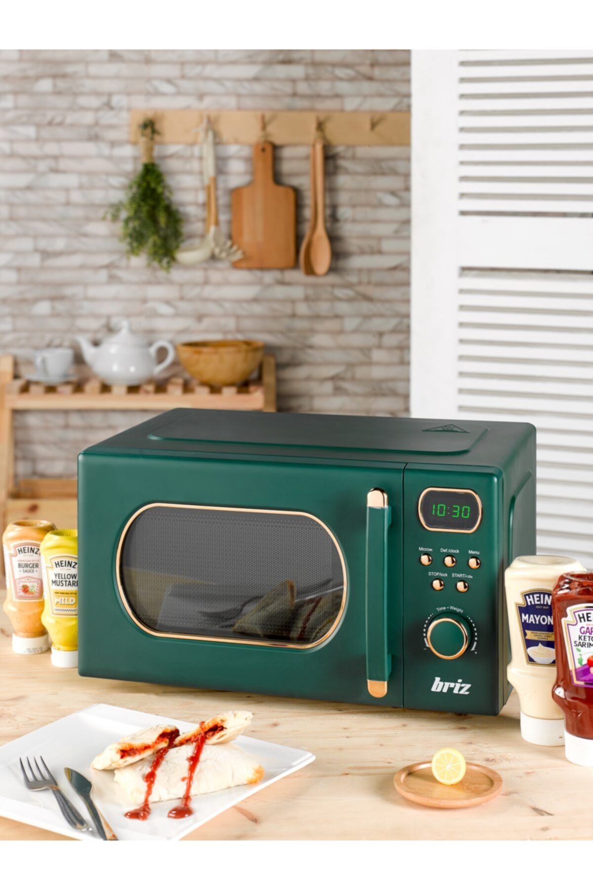 BRİZ Br1020 Dijital Retro Yeşil Mikrodalga Fırın