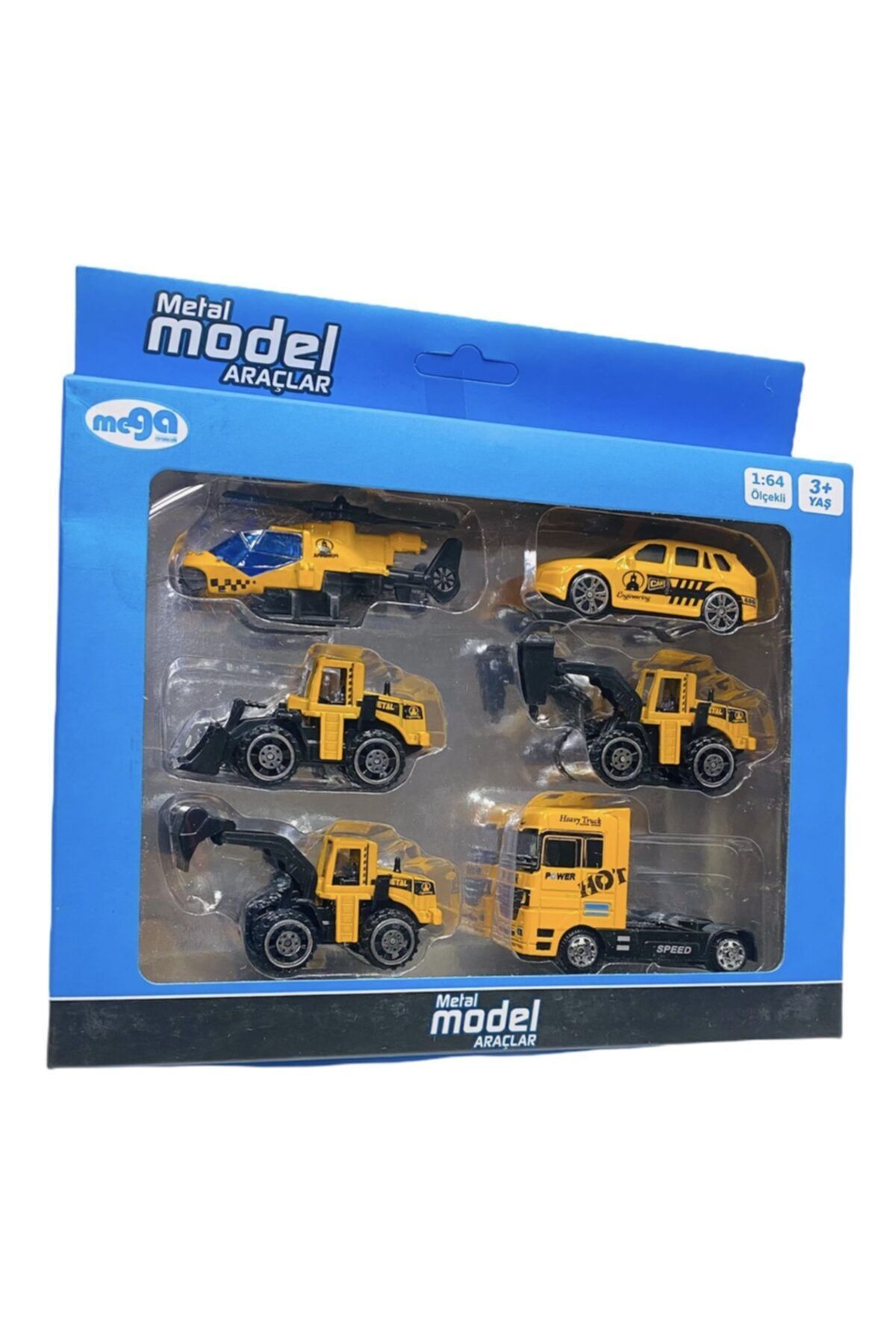 toysandmore Beton Kırıcı Kepçe Tır Helikopter Araba Metal Inşaat Seti 6 Parça