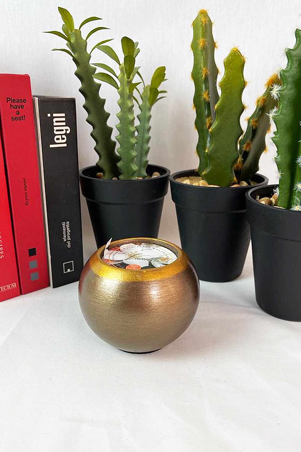 Dedo Decoration objects Ud Aromalı Doğal Soya Mumu /antik Gold Top Mumluk