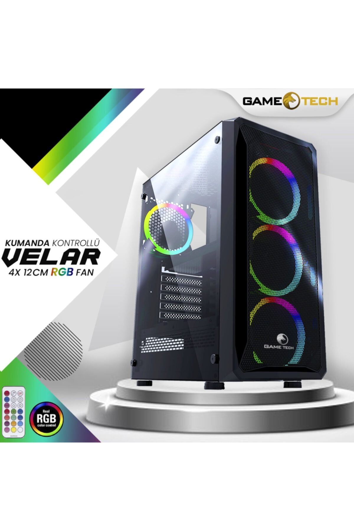 GAMETECH Velar Rgb 4x120mm Fan Gaming Oyuncu Kasası