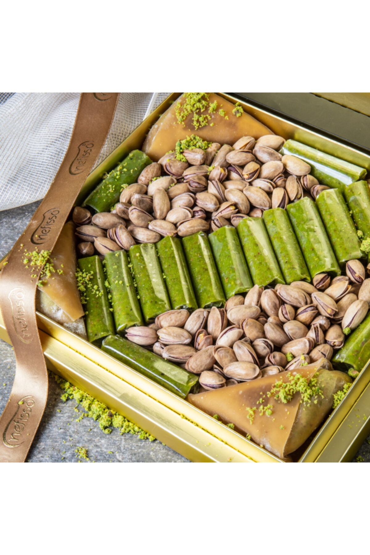 NEFİSSO Hediyelik Antepli Lezzetdolu Antep Fıstığı - Muska Ve Ezme Kutusu 700 G