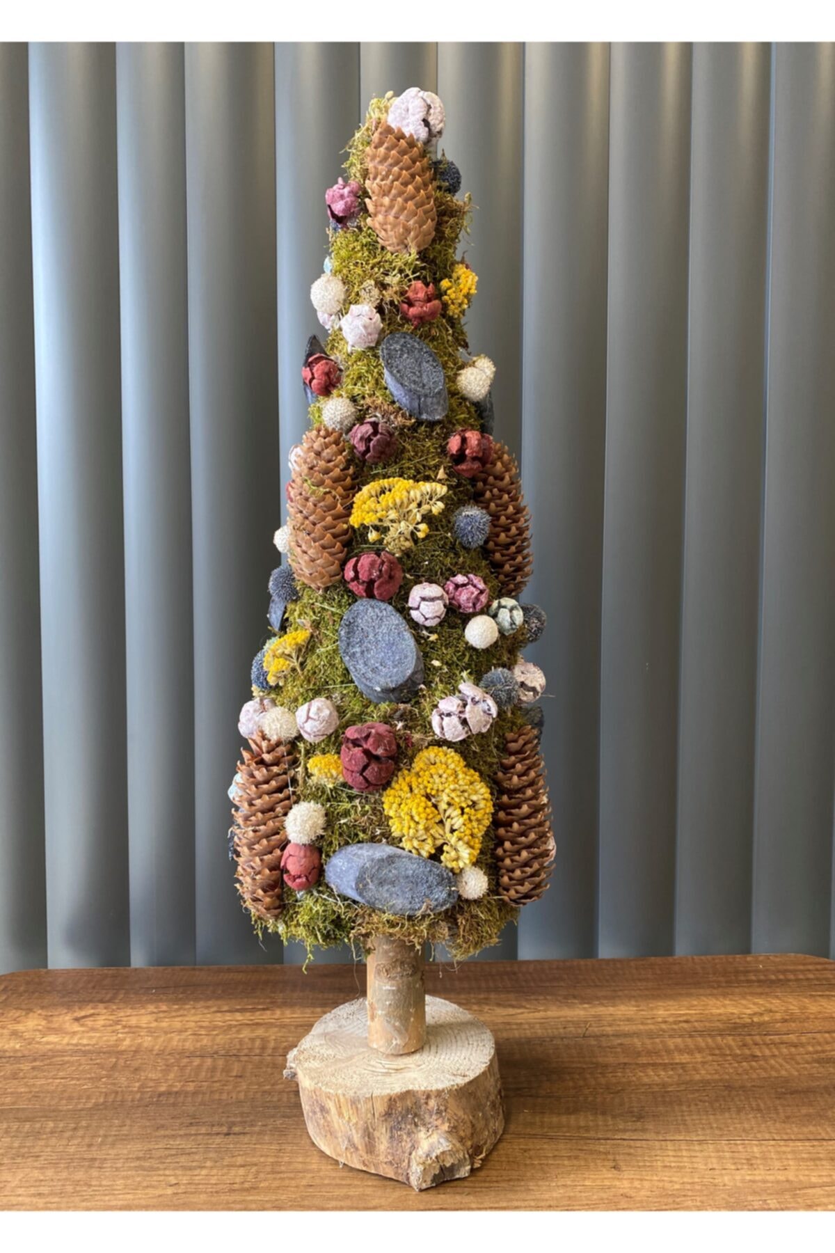 Alis Flowers % 100 Doğal Özel Tasarım Ahşap Süslemeli 50 Cm Ayaklı Ağaç Zeus