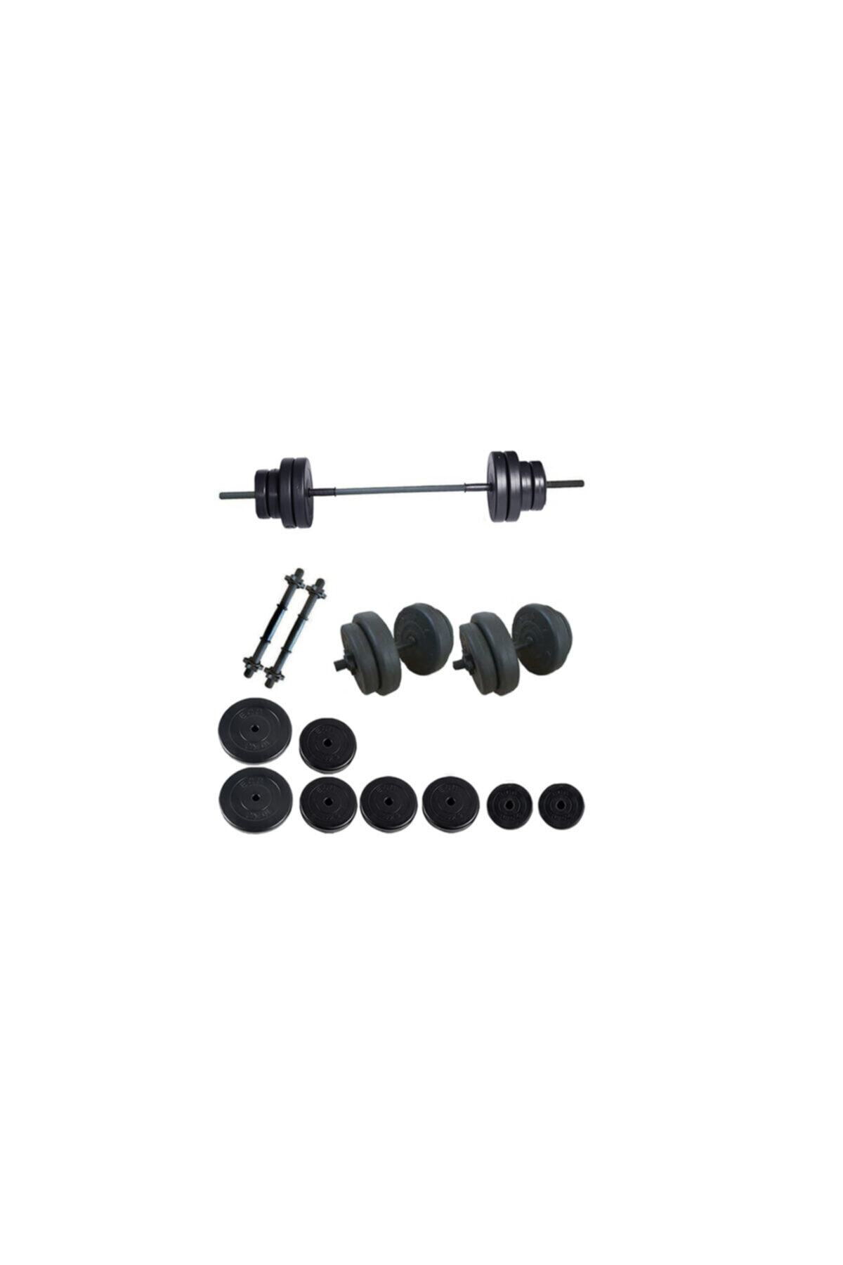 Tedarikcenter 35 Kg Vidalı Dambıl Halter Düz Bar Set Fitness Dumbell Ağırlık Seti Vücut Geliştirme Aleti