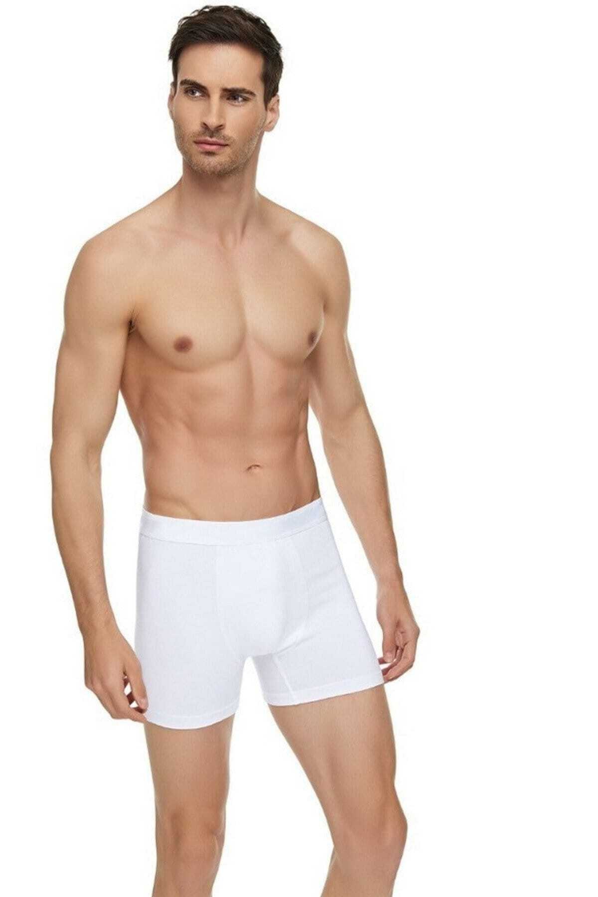 Tutku Elit Erkek Beyaz  Elastan Likralı Boxer 1'li Paket