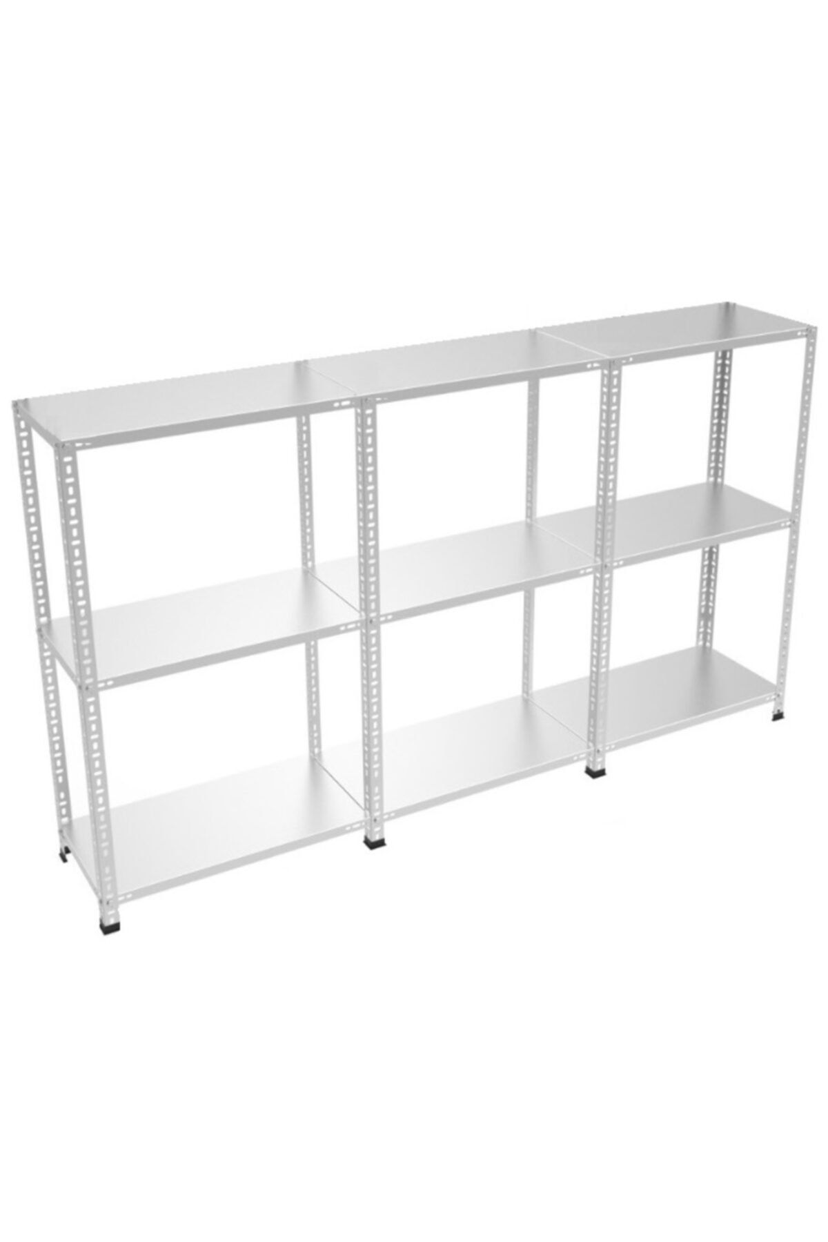 RafBurada 3 Katlı 3'lü Bitişik Galvaniz Çelik Raf Depo Dosya Arşiv Rafı 0.70 mm-43x93-100 cm