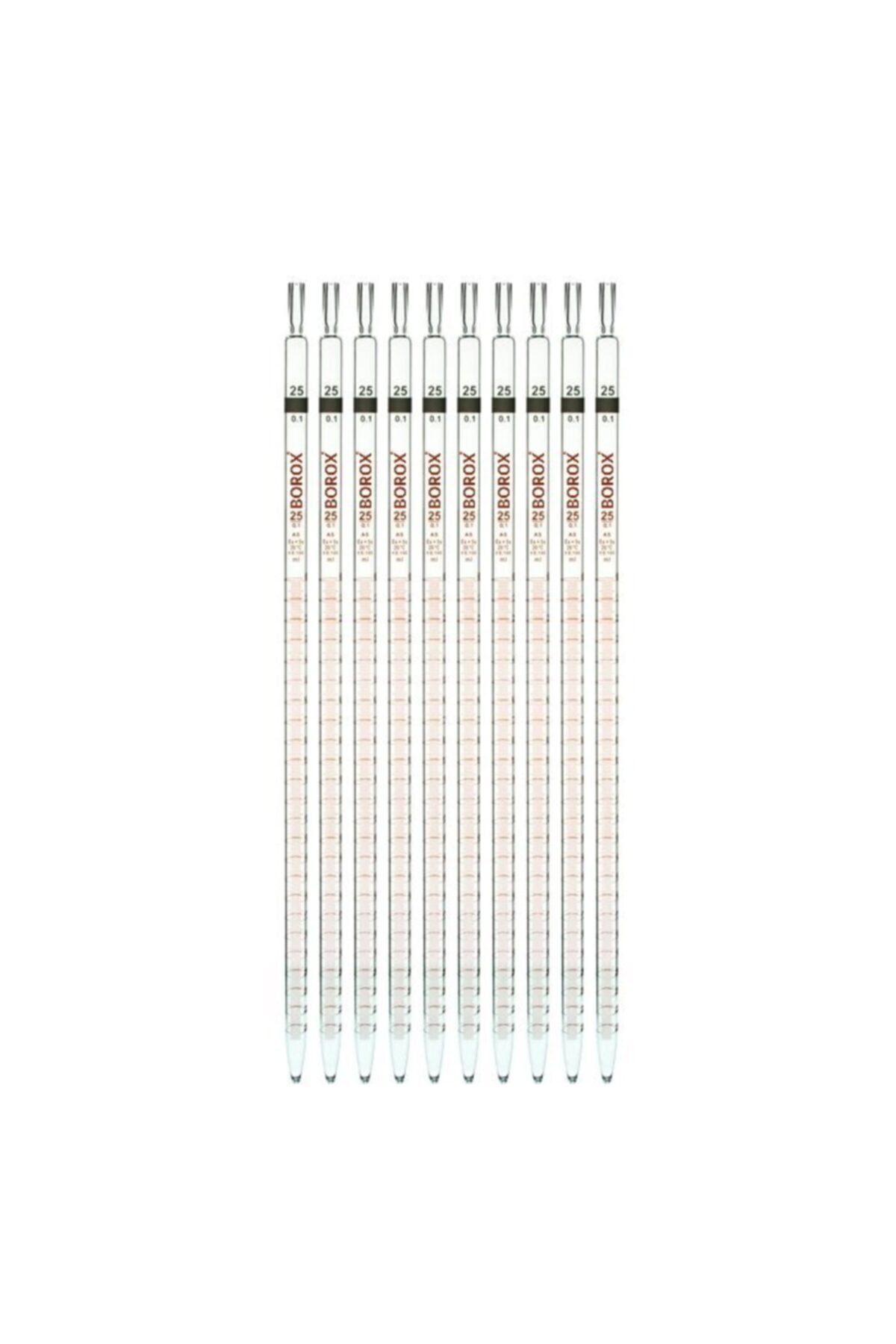 Borox Cam Pipet 25 ml - Dereceli Pipet- Serolojik Pipeti - 10 Adet / Paket