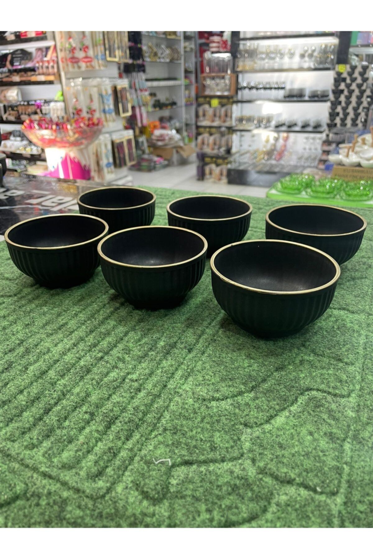 YzHome 6 Lı Plastik Siyah Yaldızlı Kase Çerezlik
