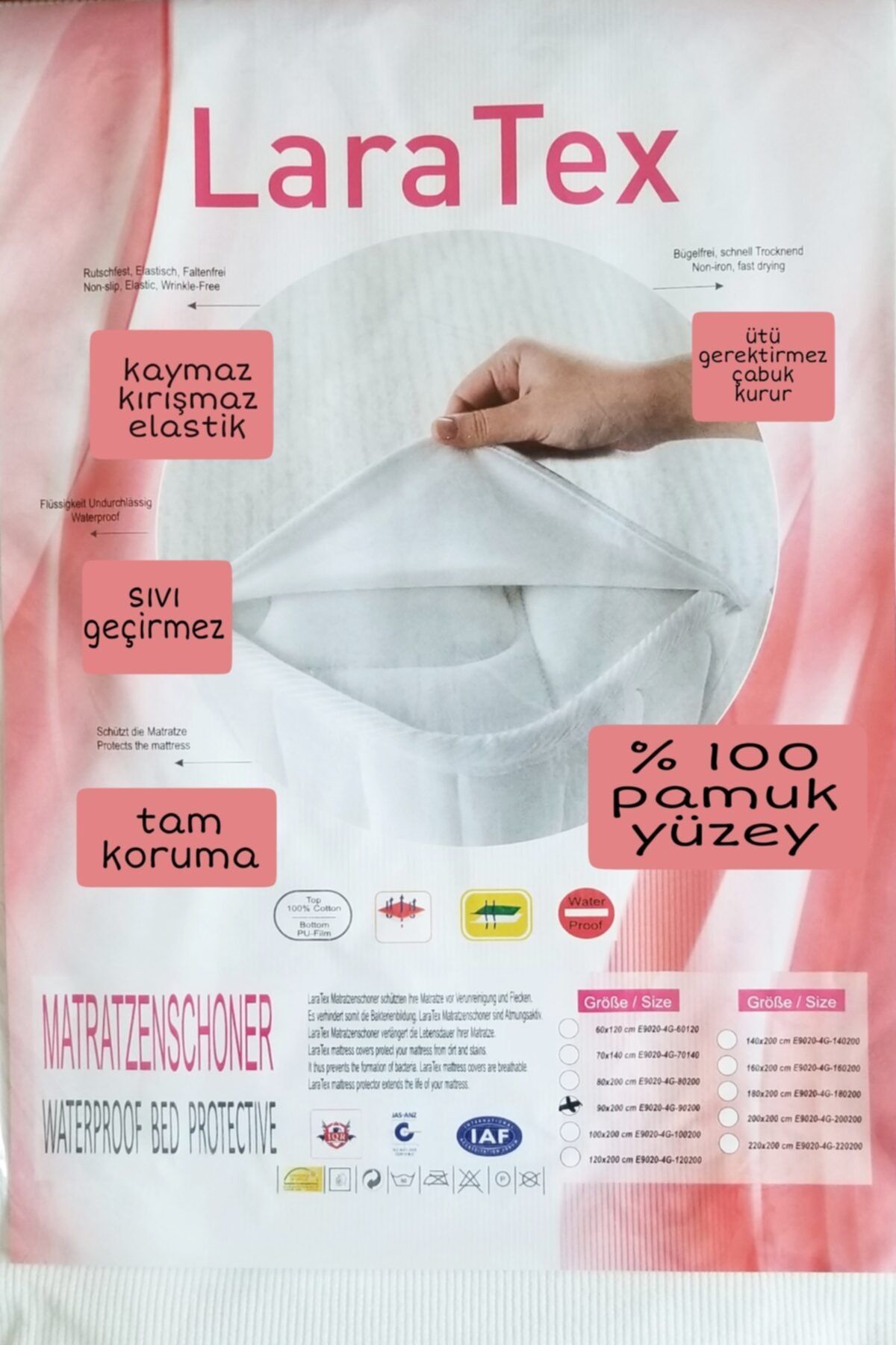 LARATEX Alez Tek Kişilik Sıvı Geçirmez %100 Pamuk Yüzey