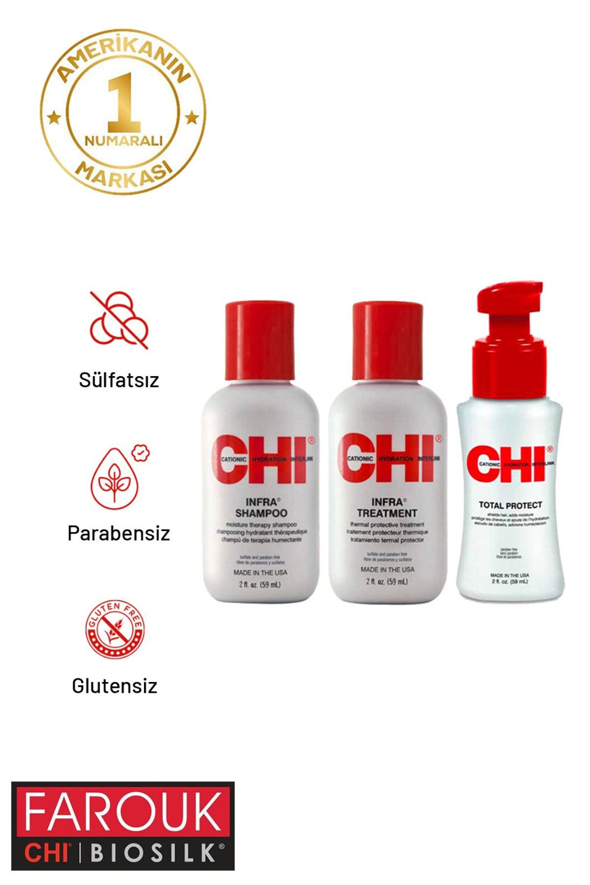 Chi Infra Sülfatsız 3'lü Saç Bakım Seti (SHAMPOO, TREATMENT, TOTAL PROTECT)