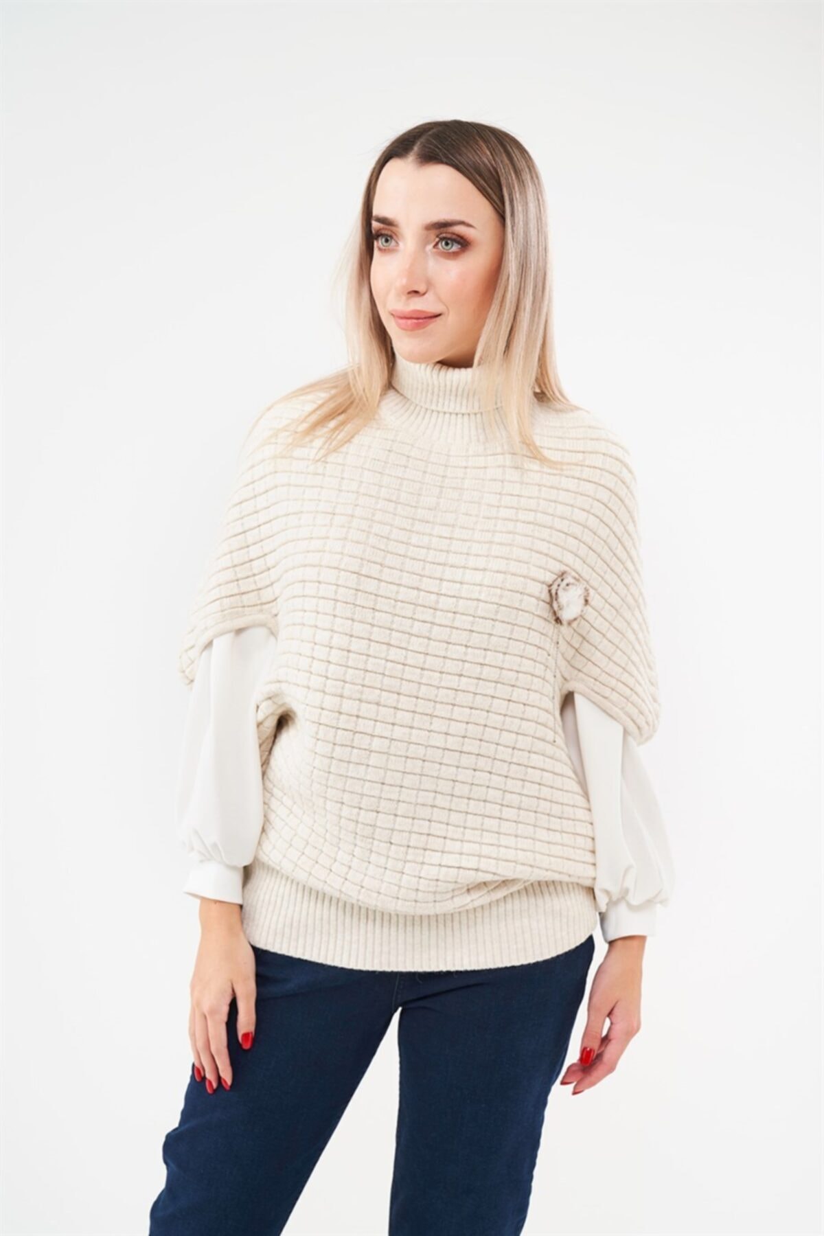 Marramax Kadın Bej Boğazlı Süveter - Mr10001