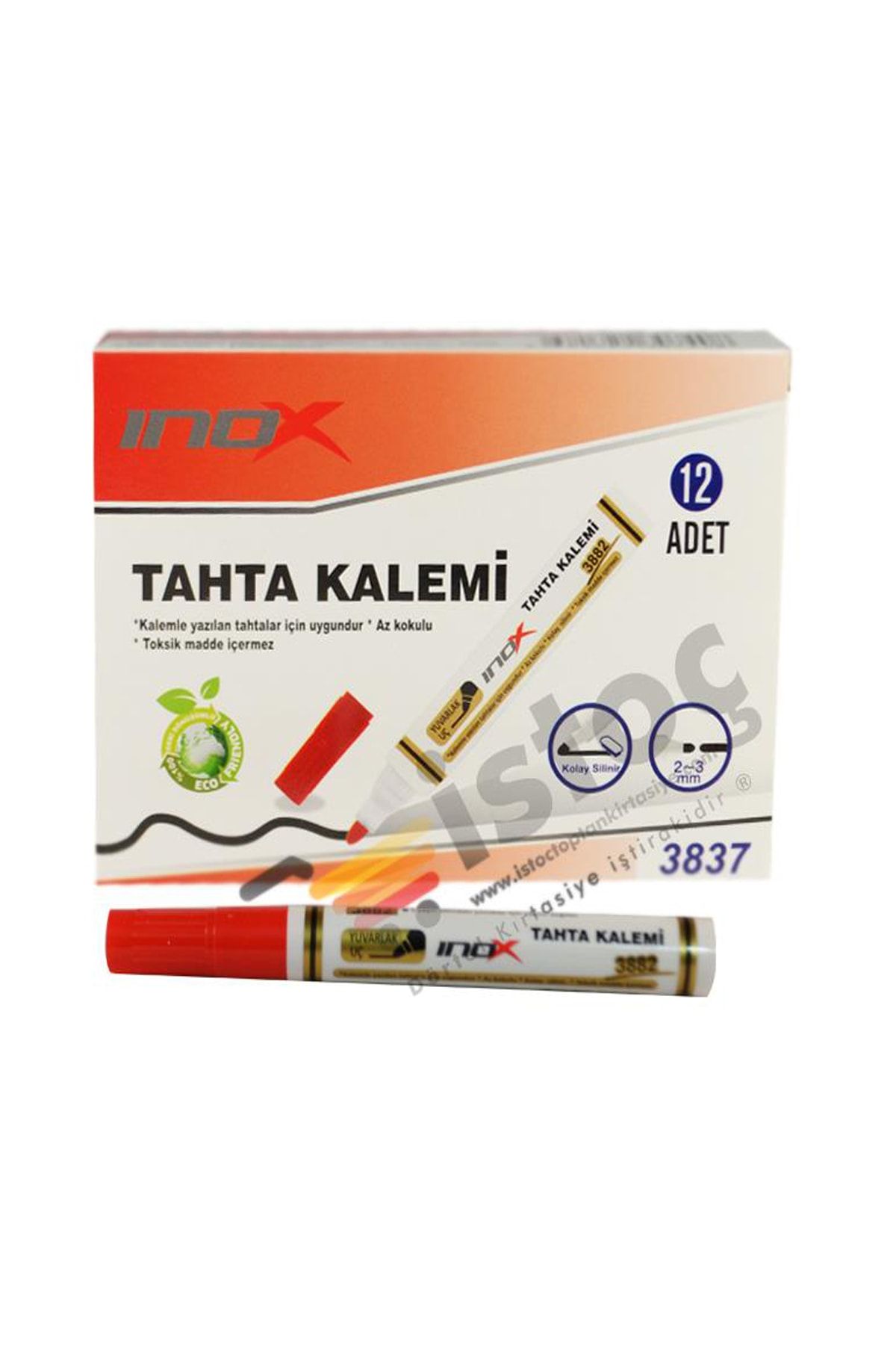 inox Beyaz Tahta Kalemi Kırmızı 12'li