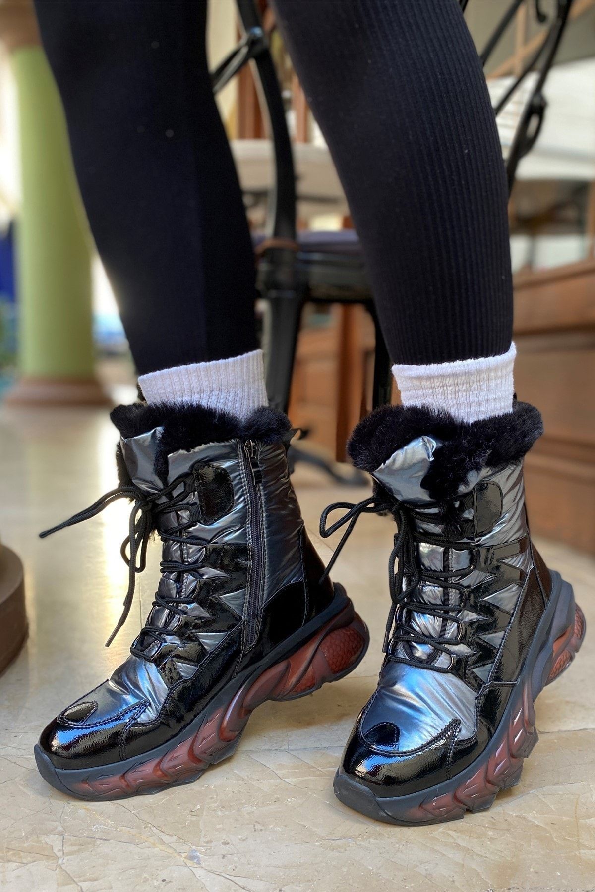 Guja 21k141 Kadın Gri Içi Kürklü Sneaker Bot