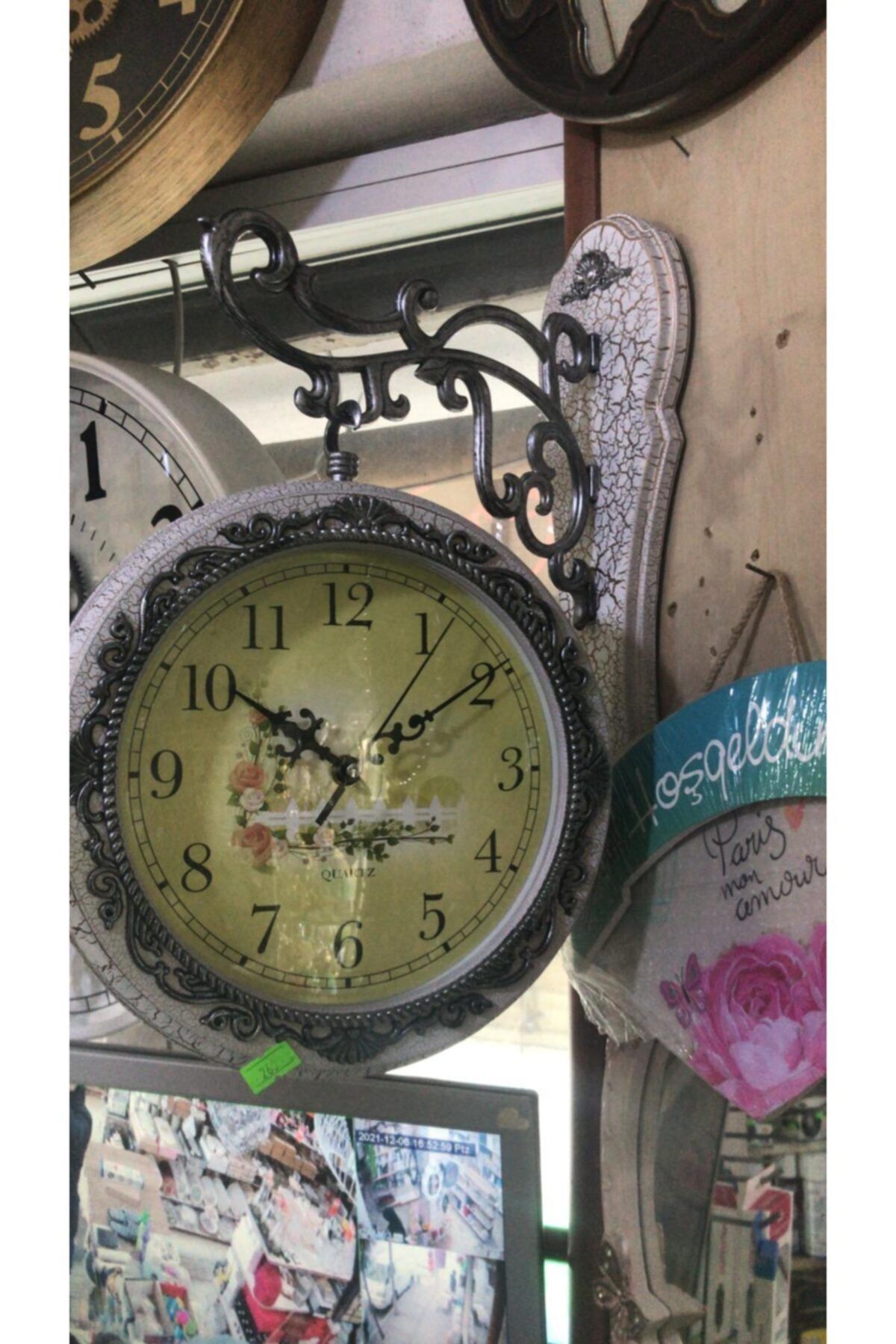Esence Hediyelik Eskitme Görünümlü Çift Taraflı Istasyon Saat 25 Cm