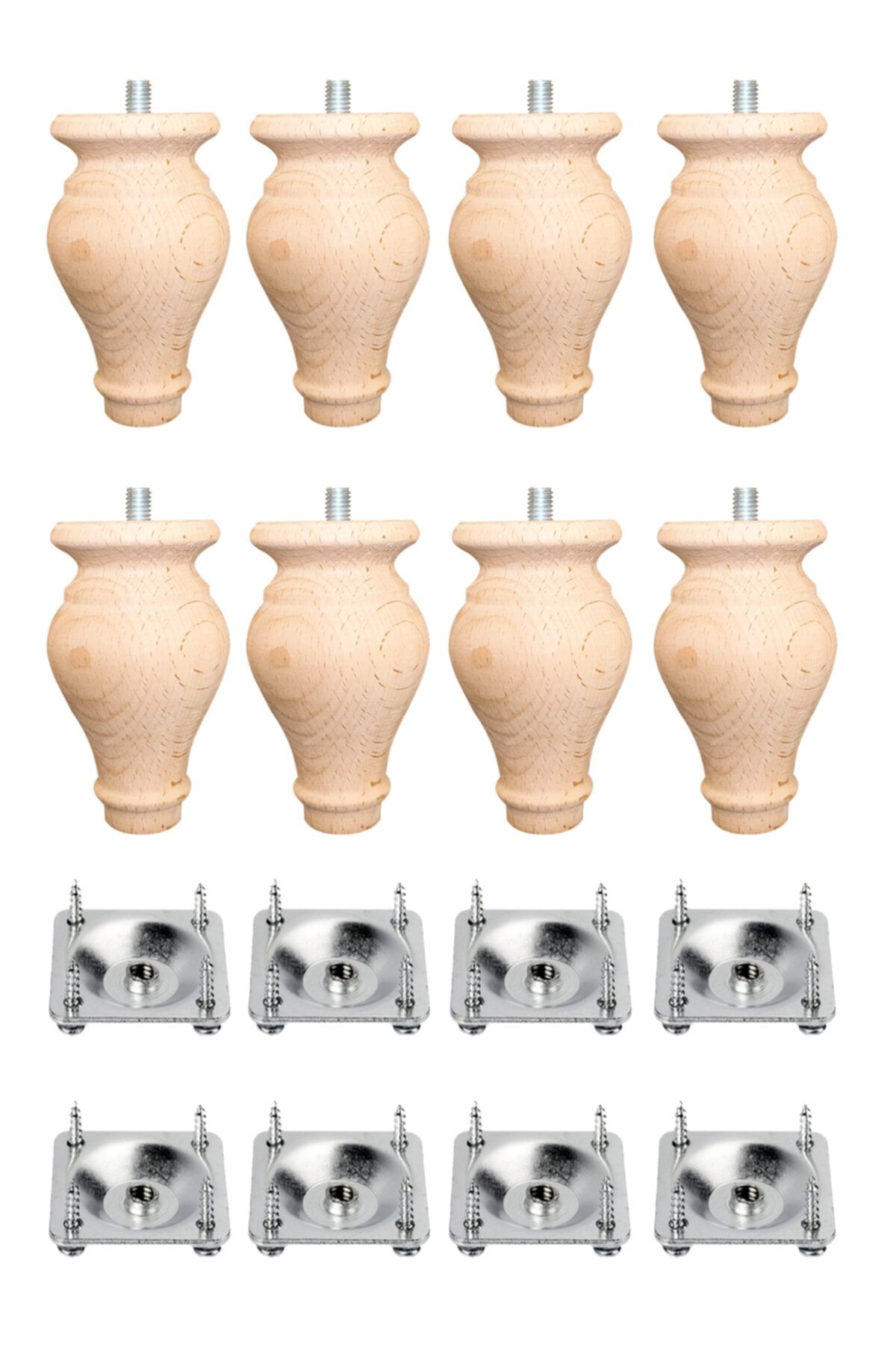 turanahşap Ahşap Ayak- Koltuk Ayağı - Kanepe Ayağı / Uzunluk: 8 Cm / Çap: 5.5 Cm