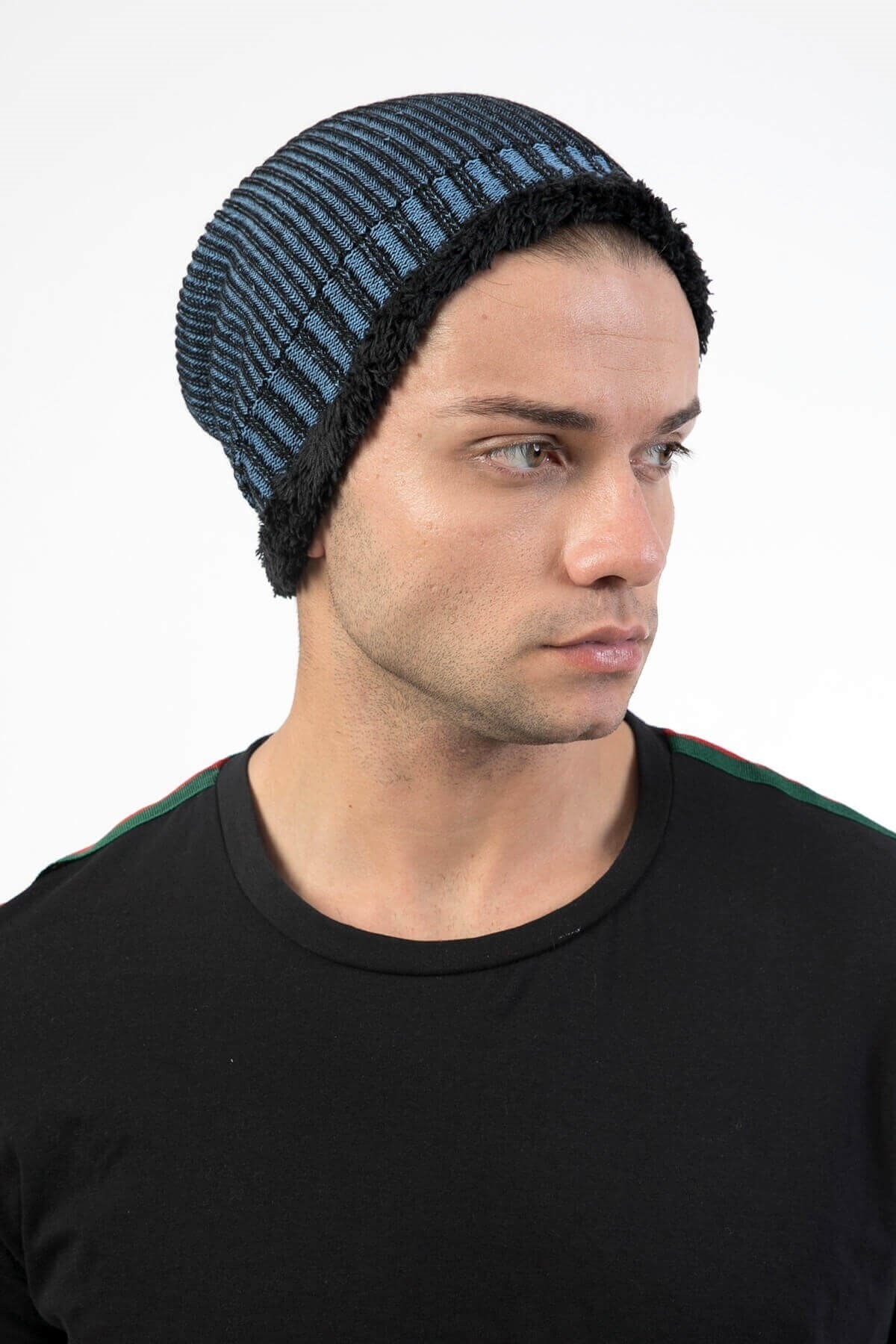 Mossta Içi Kürklü Erkek Mavi Bere