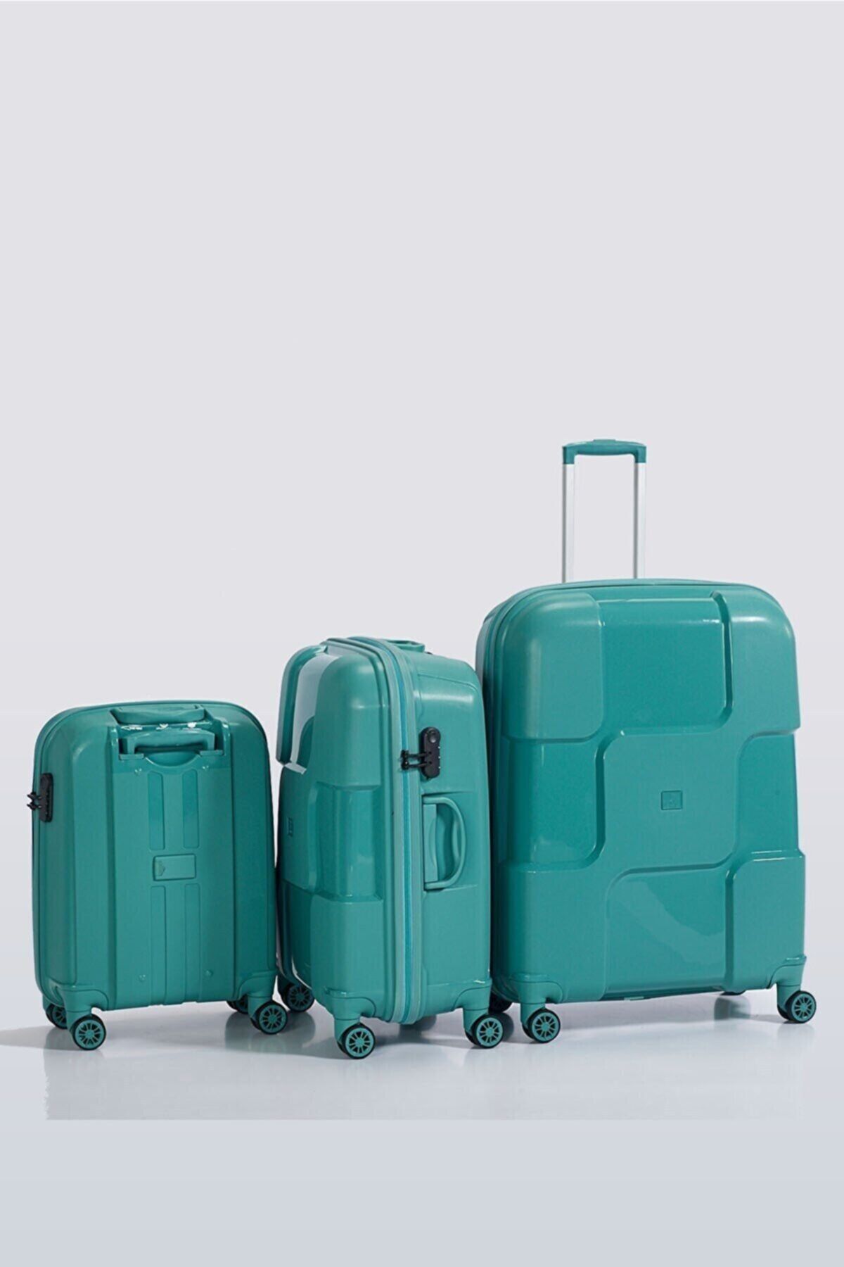 Anıl Ayakkabı Albatros 1618 Jade Kadın Kırılmaz Pp Enjeksiyon Valiz 3 Lü Set