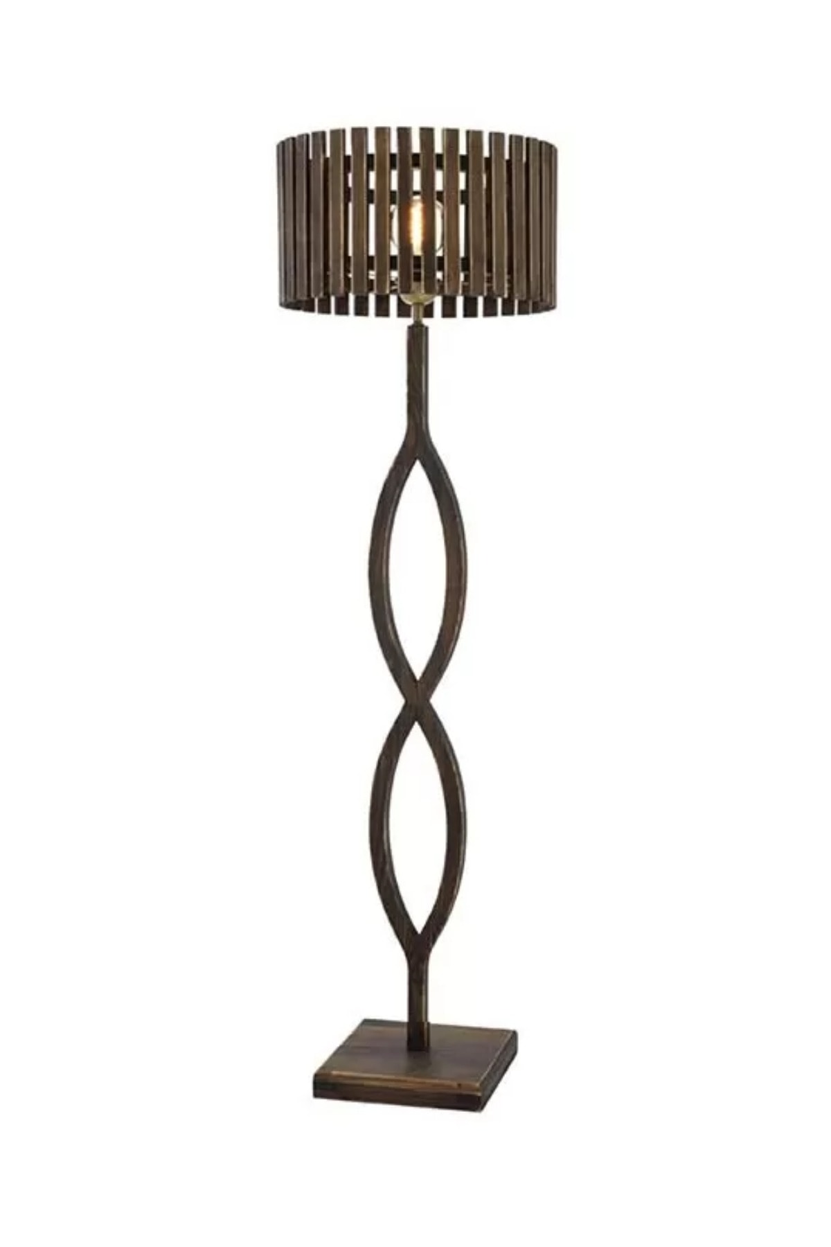 TrendyCozy Eskitme Kaplama Lambader E27 Metal Ahşap 45x25cm