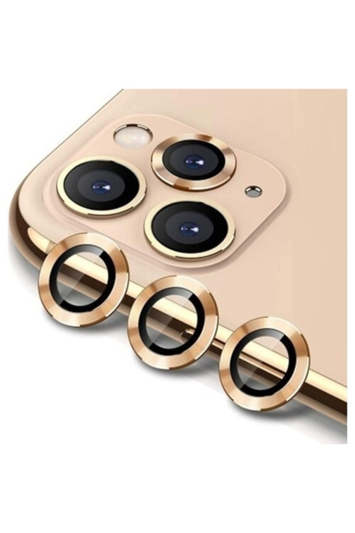agm shop Iphone 13 Pro - 13 Pro Max Uyumlu Kamera Lens Koruyucu Aliminium Gold 3 Adet