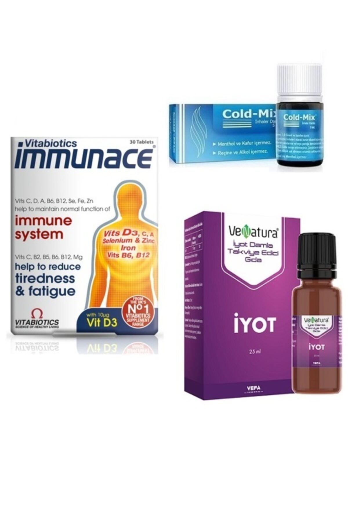 Immunace Vitamin C, D, A 30 Tablet + Iyot 25 Ml + Cold Mix 5 Ml