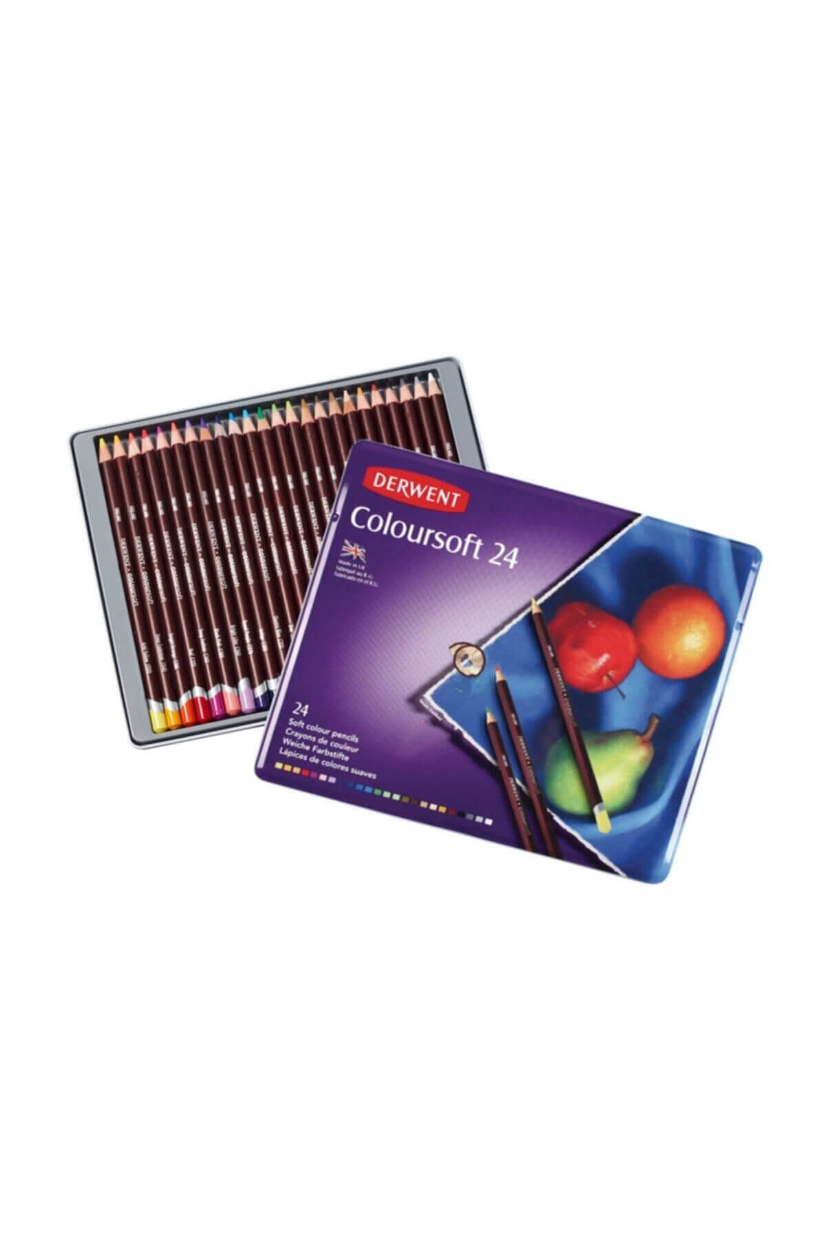 Derwent Coloursoft Pencils Yumuşak Kuruboya Kalemi 24'lü Teneke Kutu