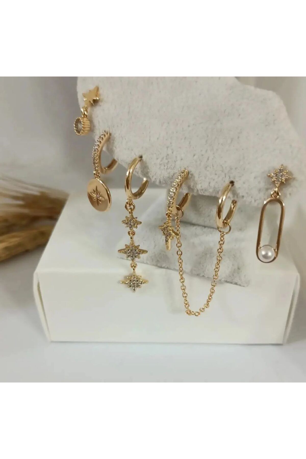 Aslboutique 6lı Çelik Küpe Set