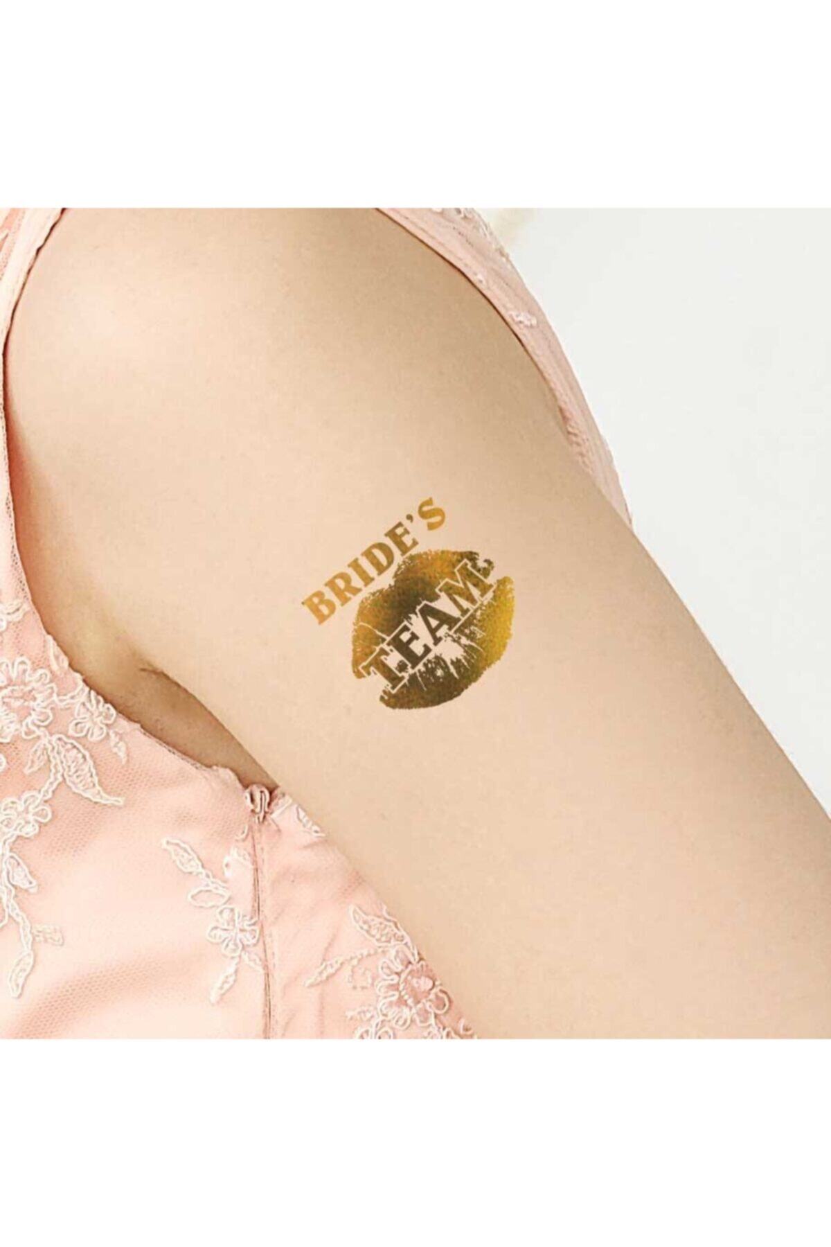 Samur Tekli Bride Tattoo Model 4 - Altın Yaldız - 5,5 Cm X 5,5 Cm - Geçici Dövme