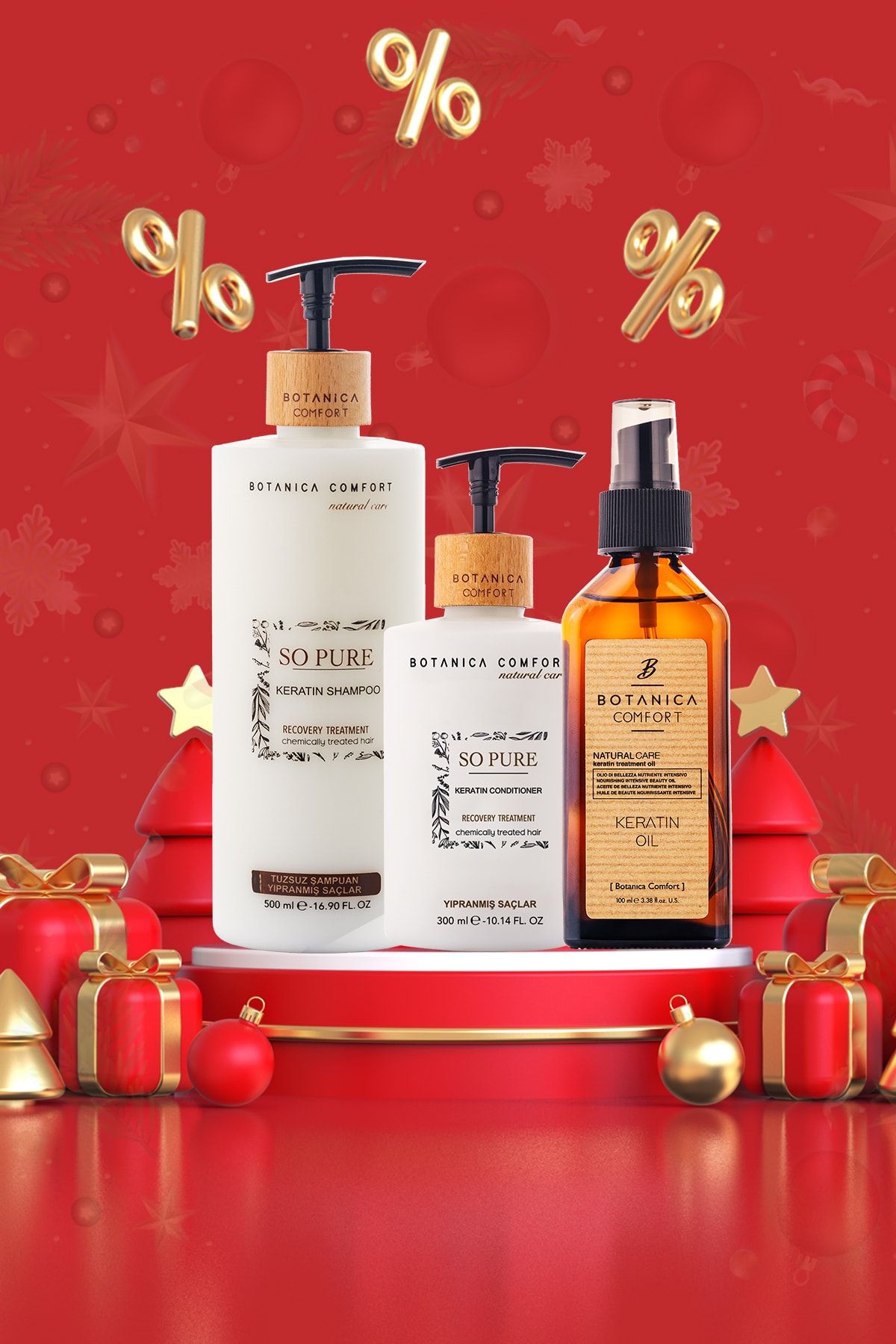 BOTANICA COMFORT Yılbaşı Özel Keratin Bombası Saç Bakım Seti – Saçının Ihtiyacı Olan Her Şey