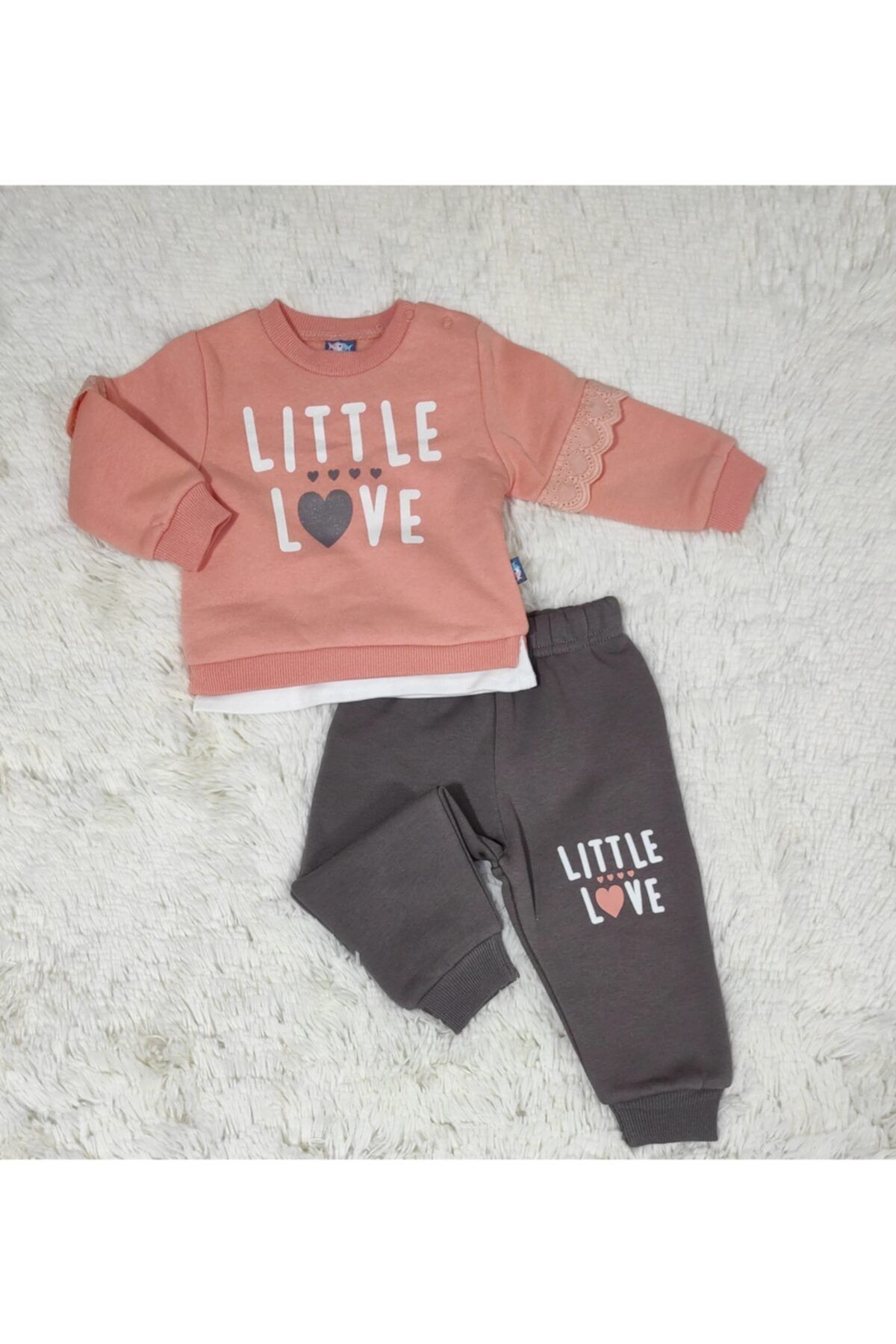 nazar baby Liltte Love Baskılı 3 Iplik Şardonlu Eşofman Takımı
