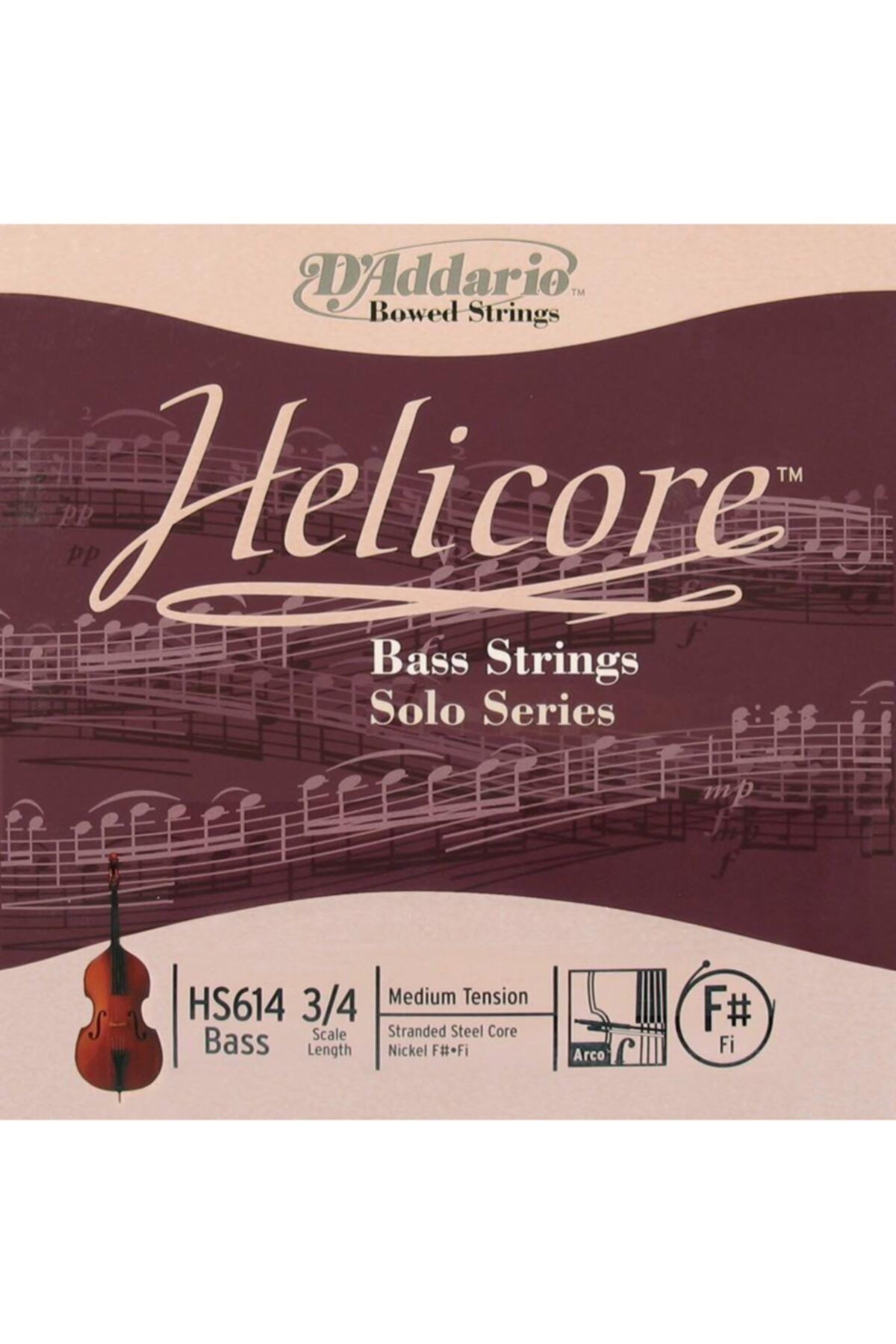 Daddario Daddarıo Hs614 Kontrabas Tek Tel, Helıcore, Fa#fi, Scale 3/4, B
