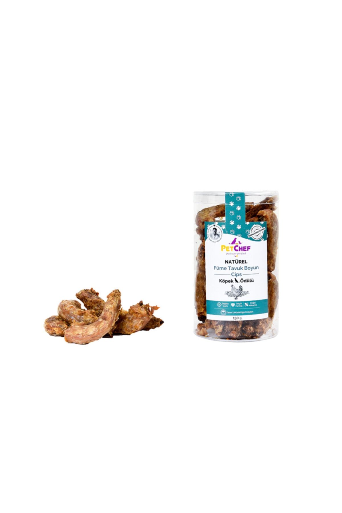 Petchef Köpek Için Füme Tavuk Boyun Ödül Cipsi (150 Gr)