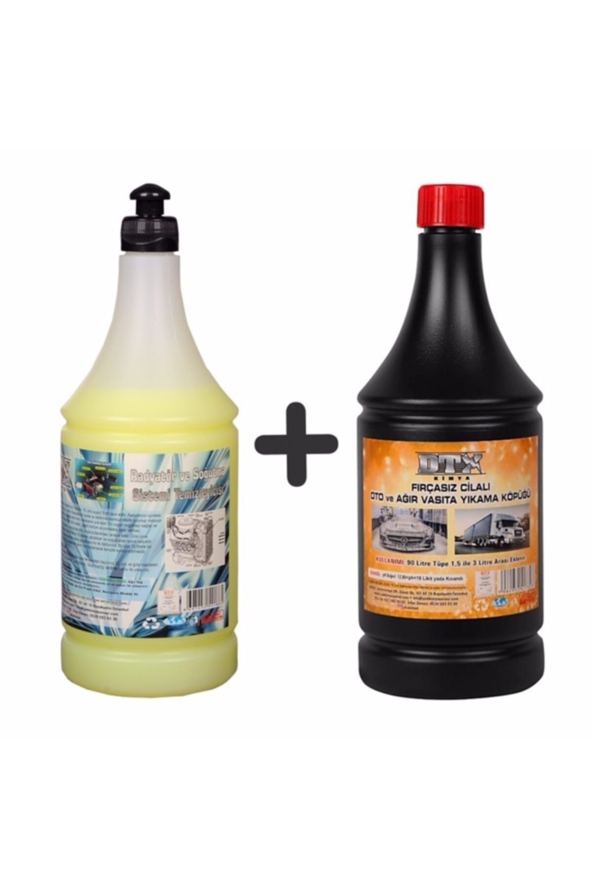 Dtx Kimya Oto Kalorifer Ve Petek Temizleme Ilacı (solventli) 1 Lt & Cilalı Oto Motor Şampuanı 1 Litre