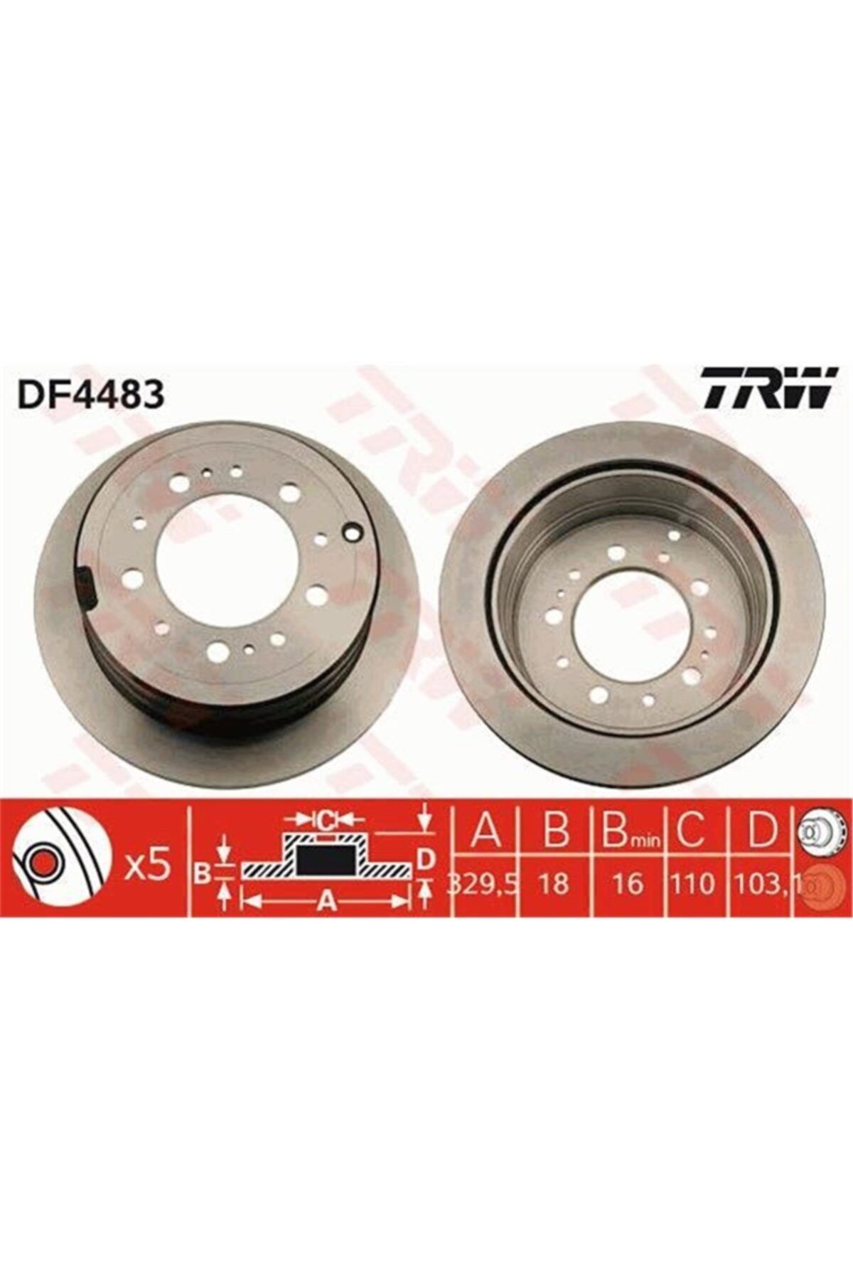PARCAWORLD Fren Diski Arka . 42431-60220 Japon Land Cruıser (j10) 98-07 4.7:4.2 Td Trw Trw Df4483
