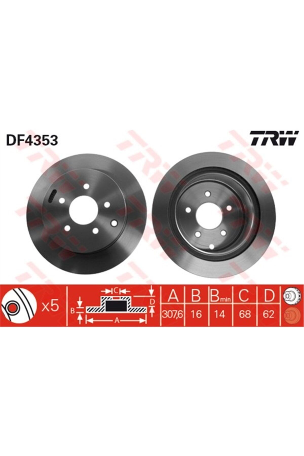 PARCAWORLD Fren Diski Arka . 43206-ca000 Japon Fx (s50) Fx35/fx45 03-08 3.5:4.5 Trw Trw Df4353