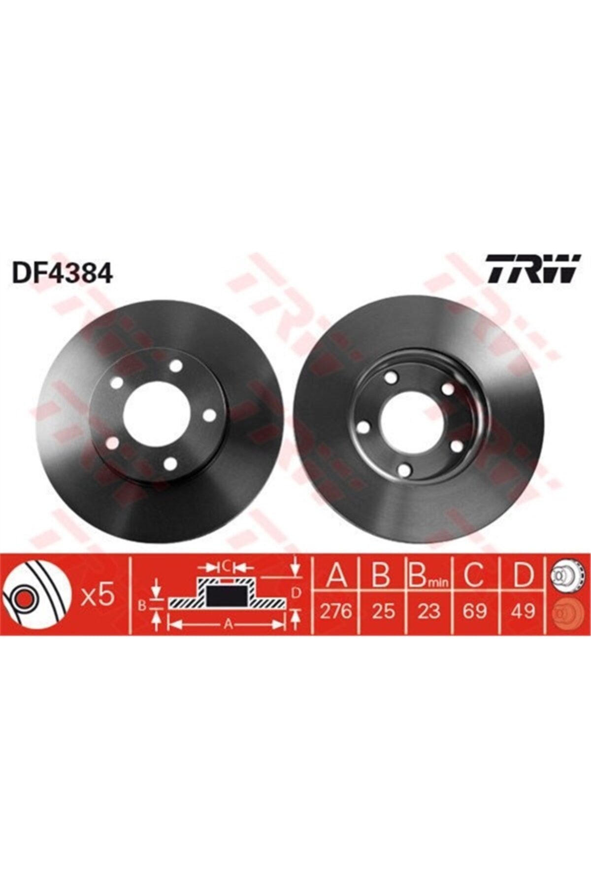 PARCAWORLD Fren Diski Ön . C24y-33-25xc-9a Japon Mazda 3 (bk, Bl) 03-13 1.6 Trw Trw Df4384