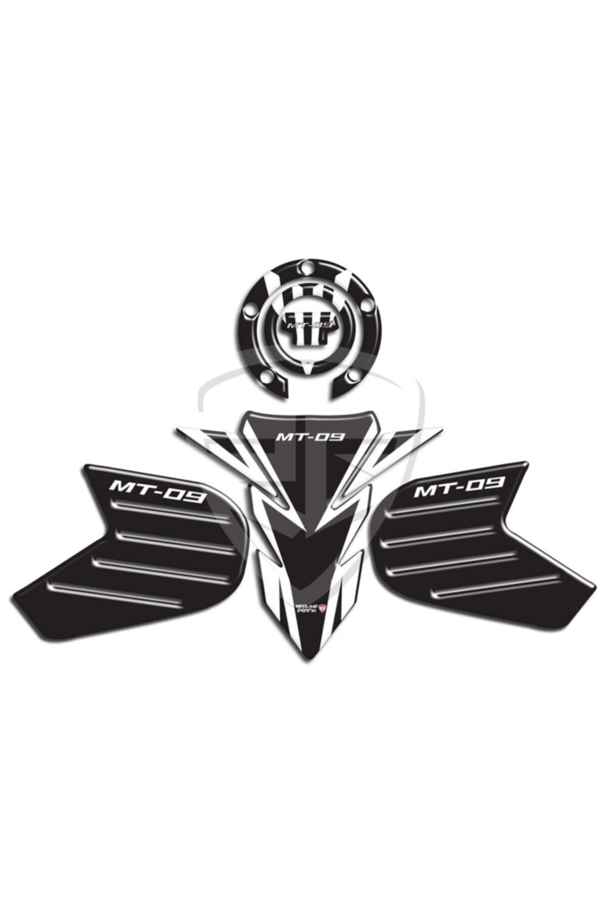 Redline Grafik Yamaha Mt 09 Tank Pad Depo Kapak Pad Yan Pad Komple Set Beyaz Siyah