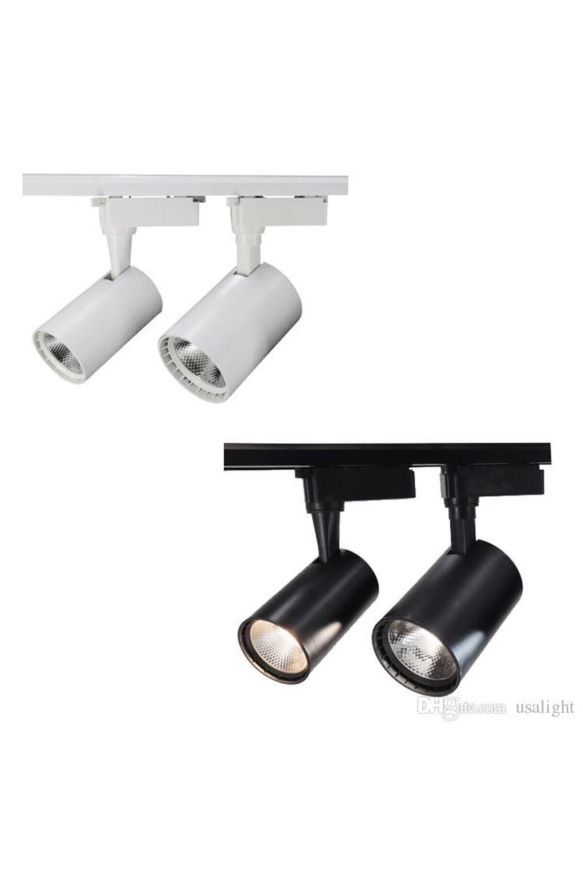 Led Siyah Kasa Beyaz Işık 1 Metre Raylı 2'li 30w Ray Spot Vitrin Mağaza Armatürü