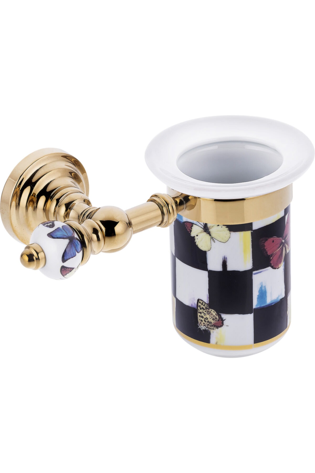 Pure Concept Pure Geometrik Checkers / Pvd Gold Montajlı Diş Fırçalık