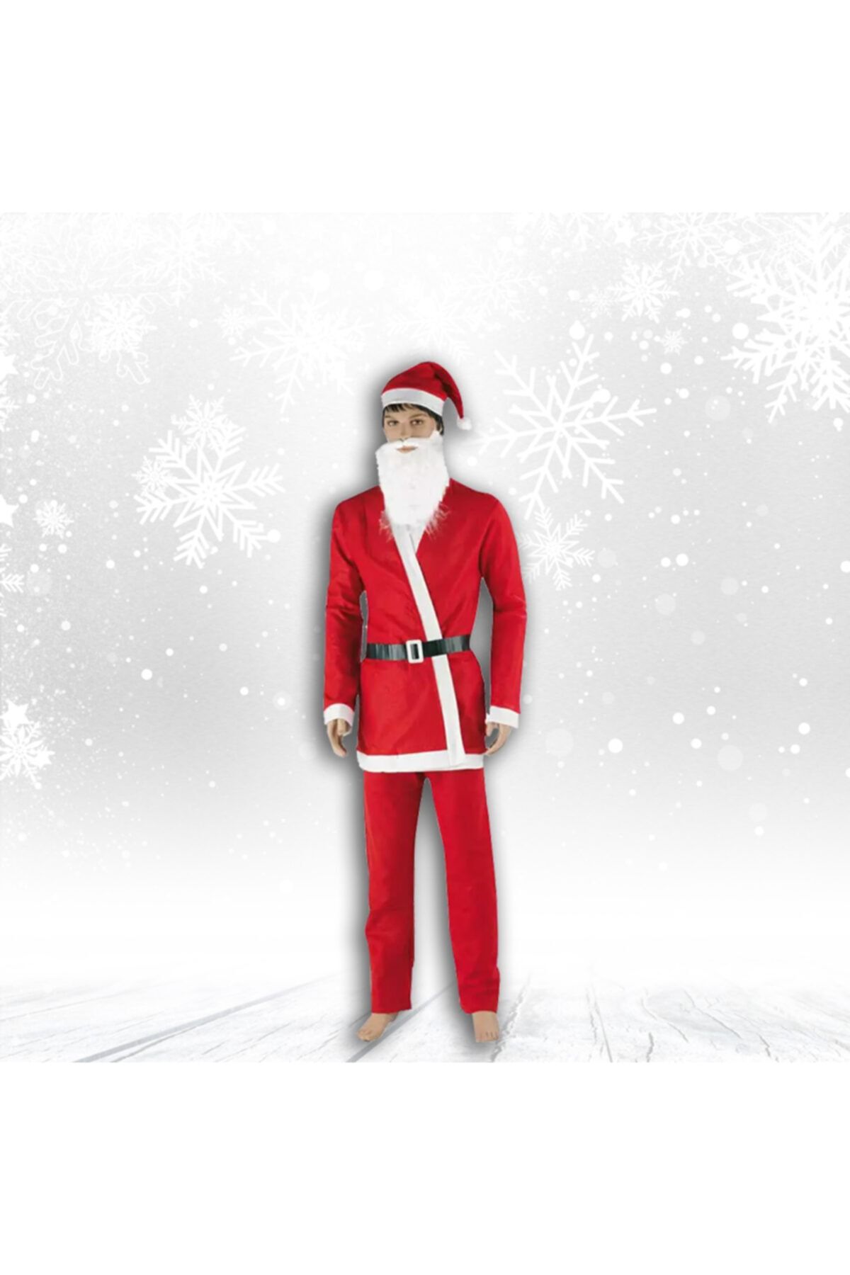 Süsle Baby Party Noel Baba Polar Kumaş 5 Parça Kostüm Seti, 3/4 Yaş - Erkek