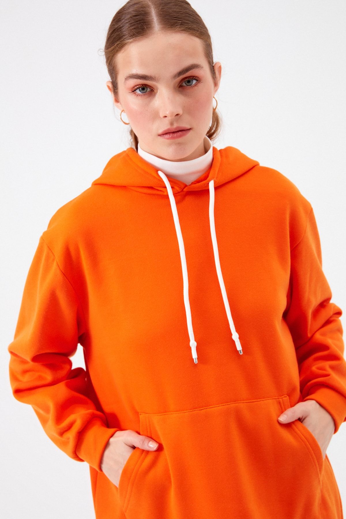 Muni Muni Kapüşonlu Sweatshirt-turuncu-md1751