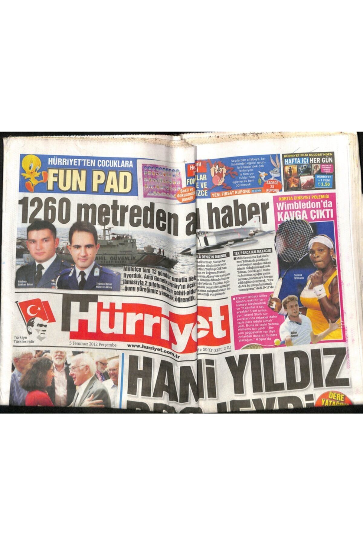 Gökçe Koleksiyon Hürriyet Gazetesi 5 Temmuz 2012 - Alman Kiracı Dehşeti : 5 Ölü - Wimbledon'da Kavga Çıktı