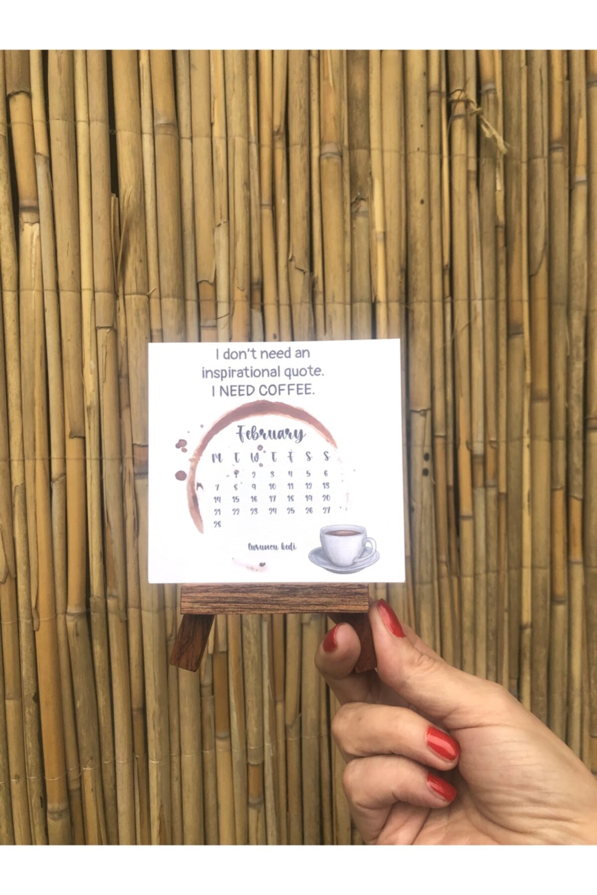 Turuncu Kedi 2022 Kahve Takvimi - Mini Şövale Ile