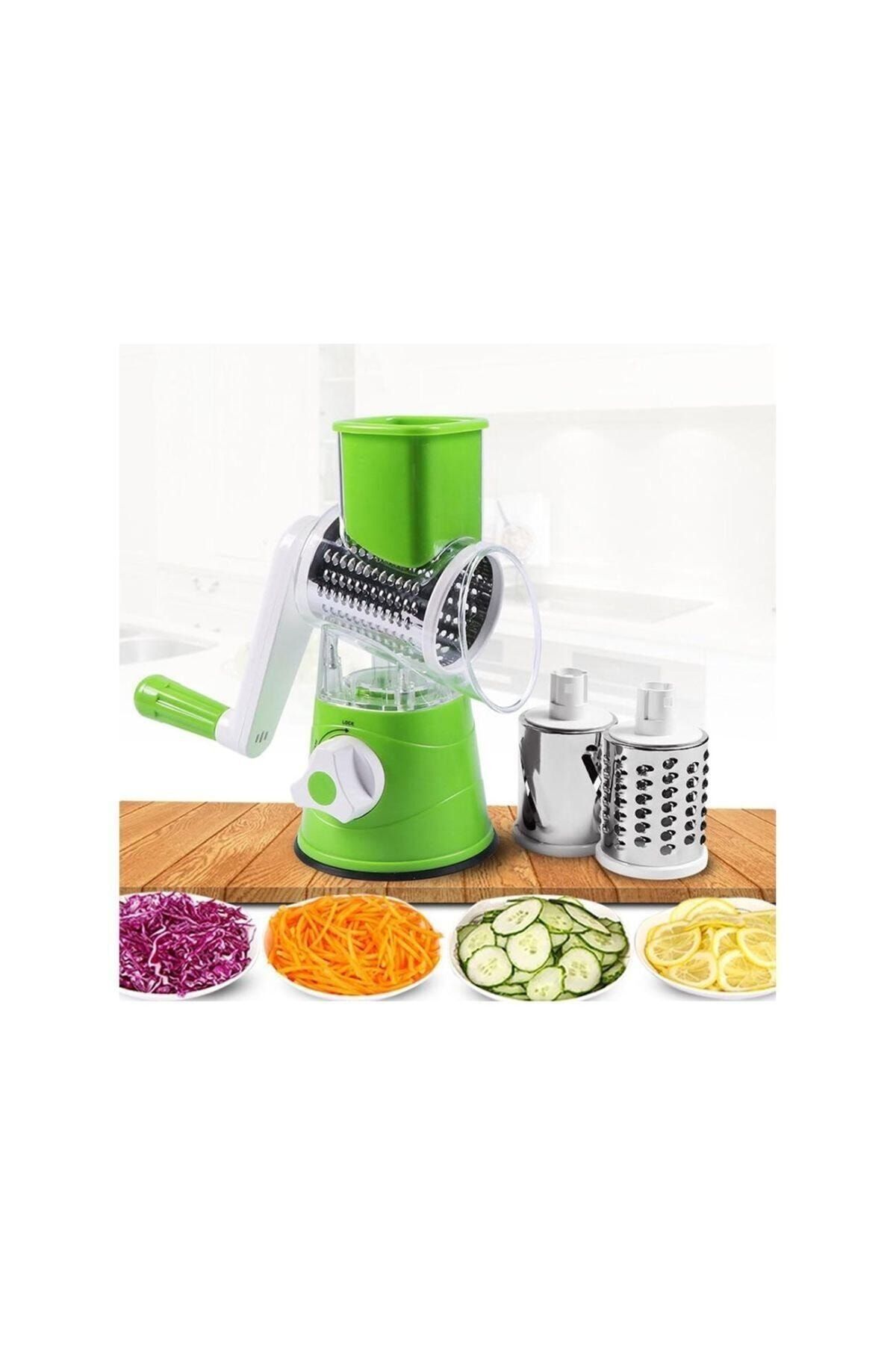 GÖKÇE Yeşil Tutma Kollu Çevirmeli Drum Grater Pratik Rulo Rende