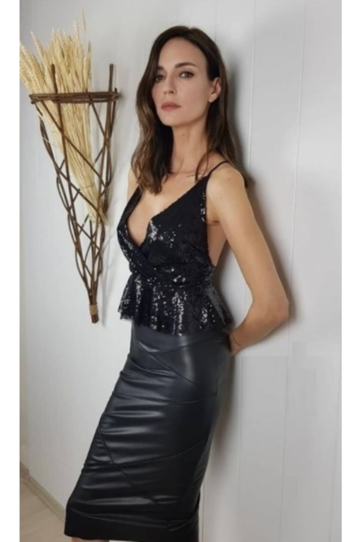 Yesim Palanduz Boutique Kadın Siyah Payetli Siyah Bustiyer