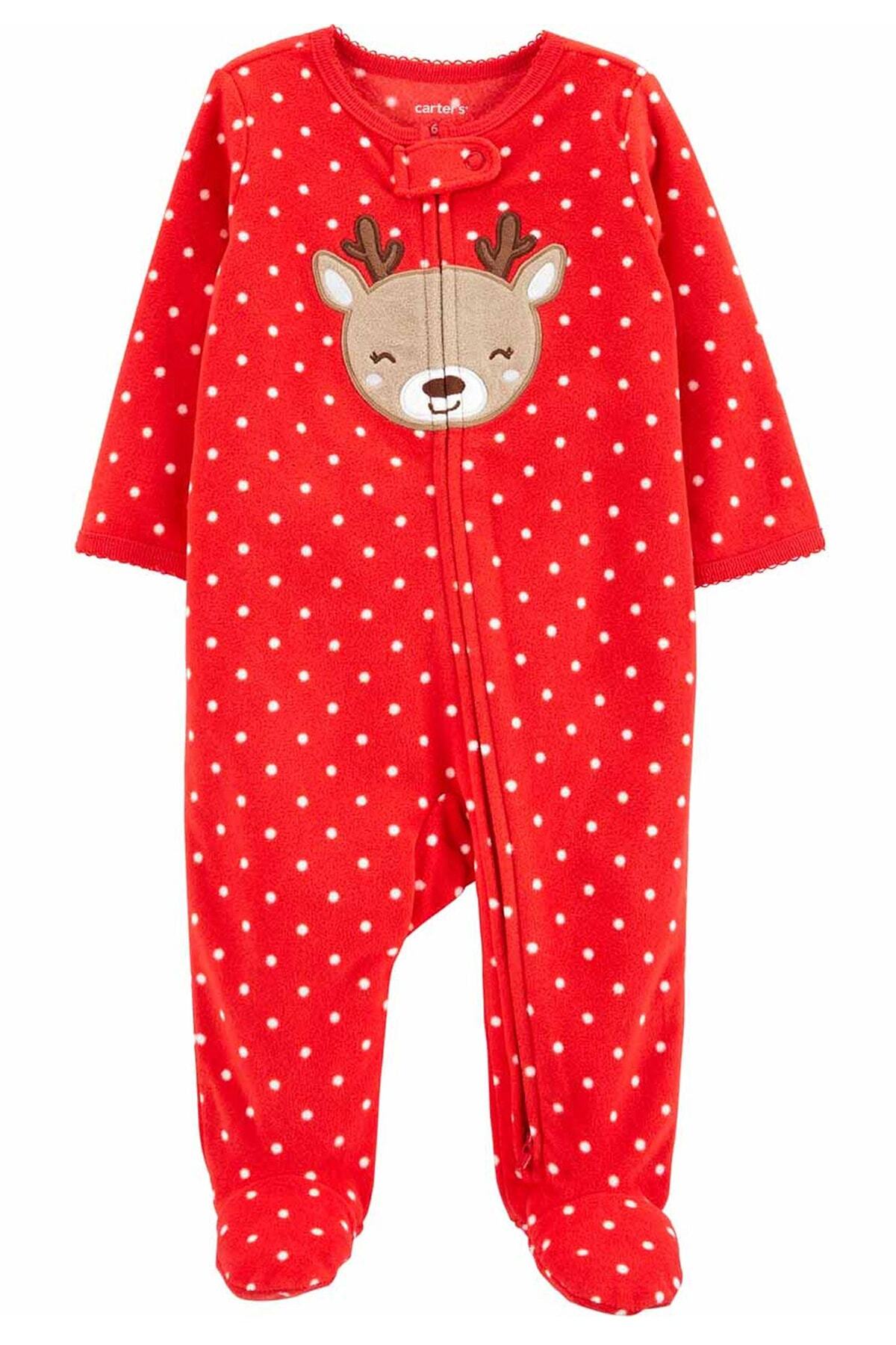 Carter's Kız Bebek Puantiye Uzun Kollu Patikli Polar Tulum