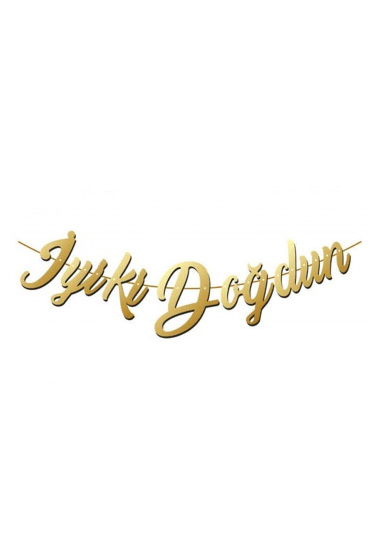 BG Iyiki Doğdun Banner Gold Kaligrafi