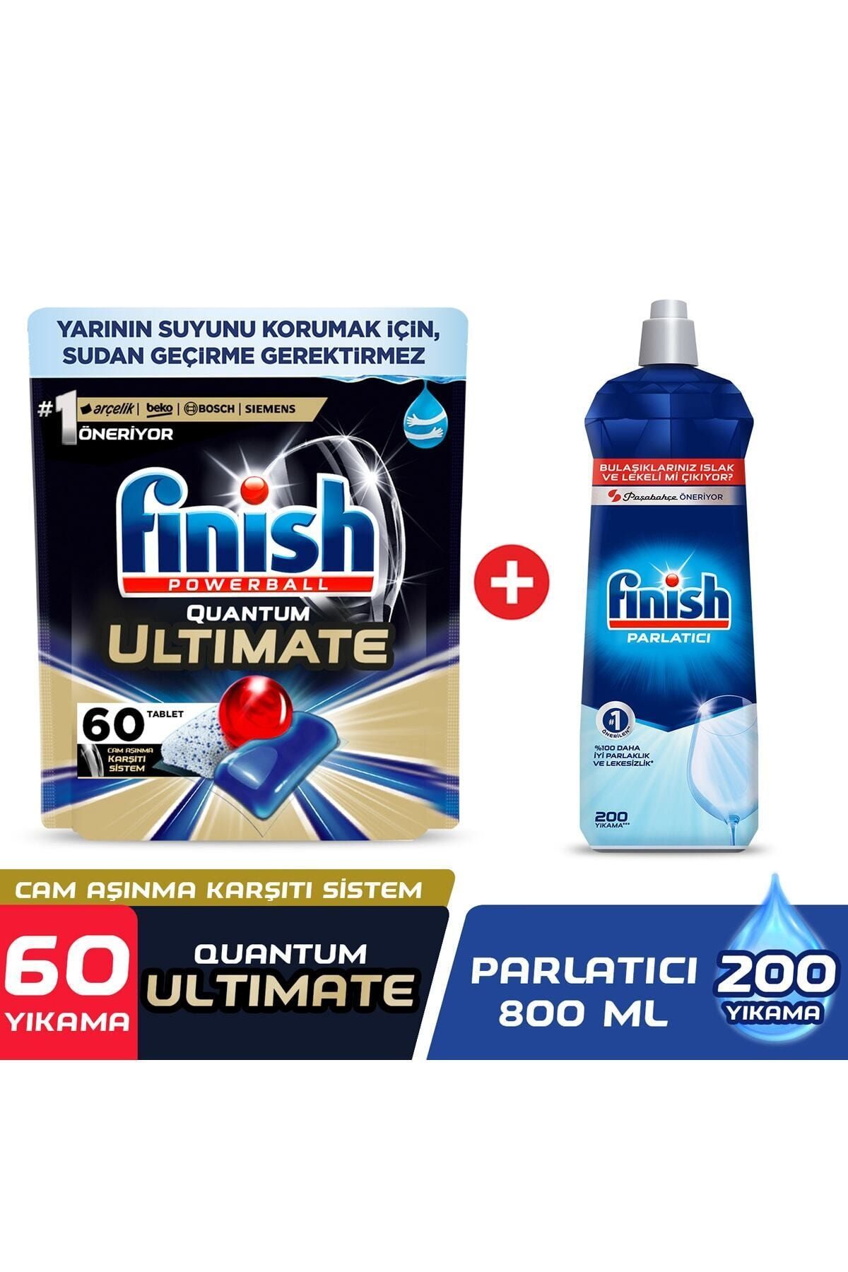 Finish Quantum Ultimate 60 Kapsül  Bulaşık Makinesi Deterjanı Tableti + 800 ml Parlatıcı