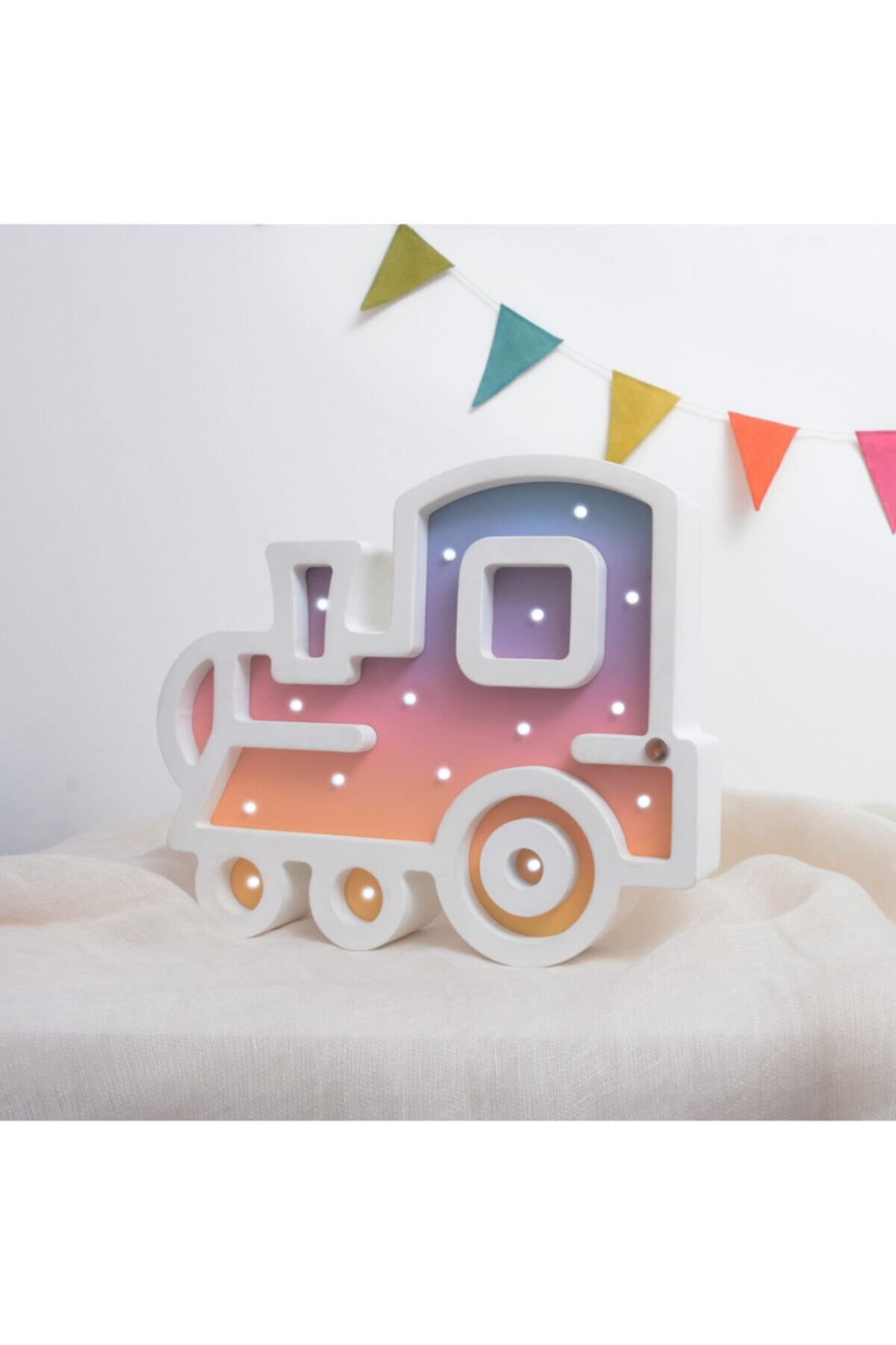 SercheKids Ahşap Lokomotif Çocuk Odası Gece Lambası