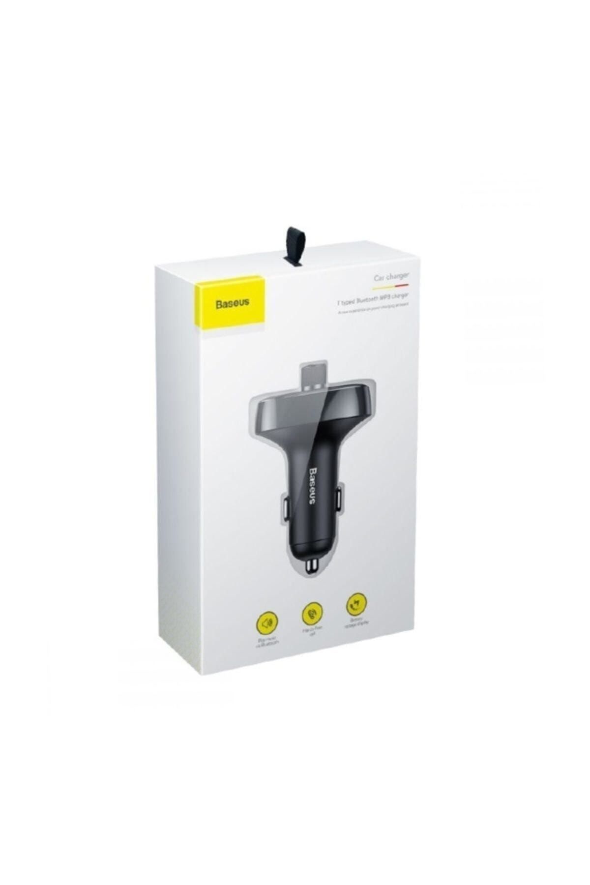 Baseus T Typed S-09 Bluetooth Fm Transmitter Çift Usb Araç Şarj Aleti Siyah